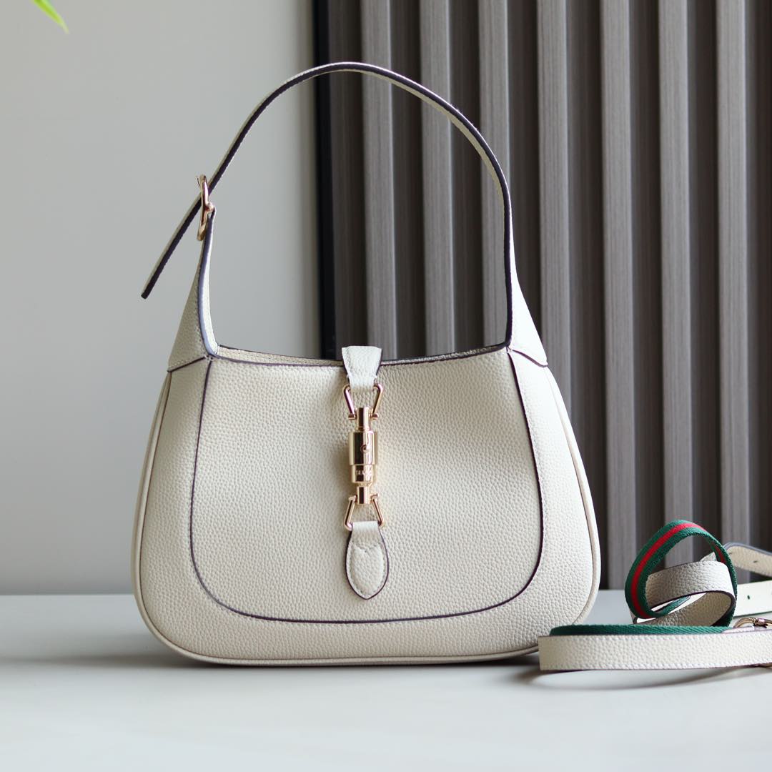 Gucci一比一Jackie 1961米白色包 粒面皮革打造極簡時尚感
