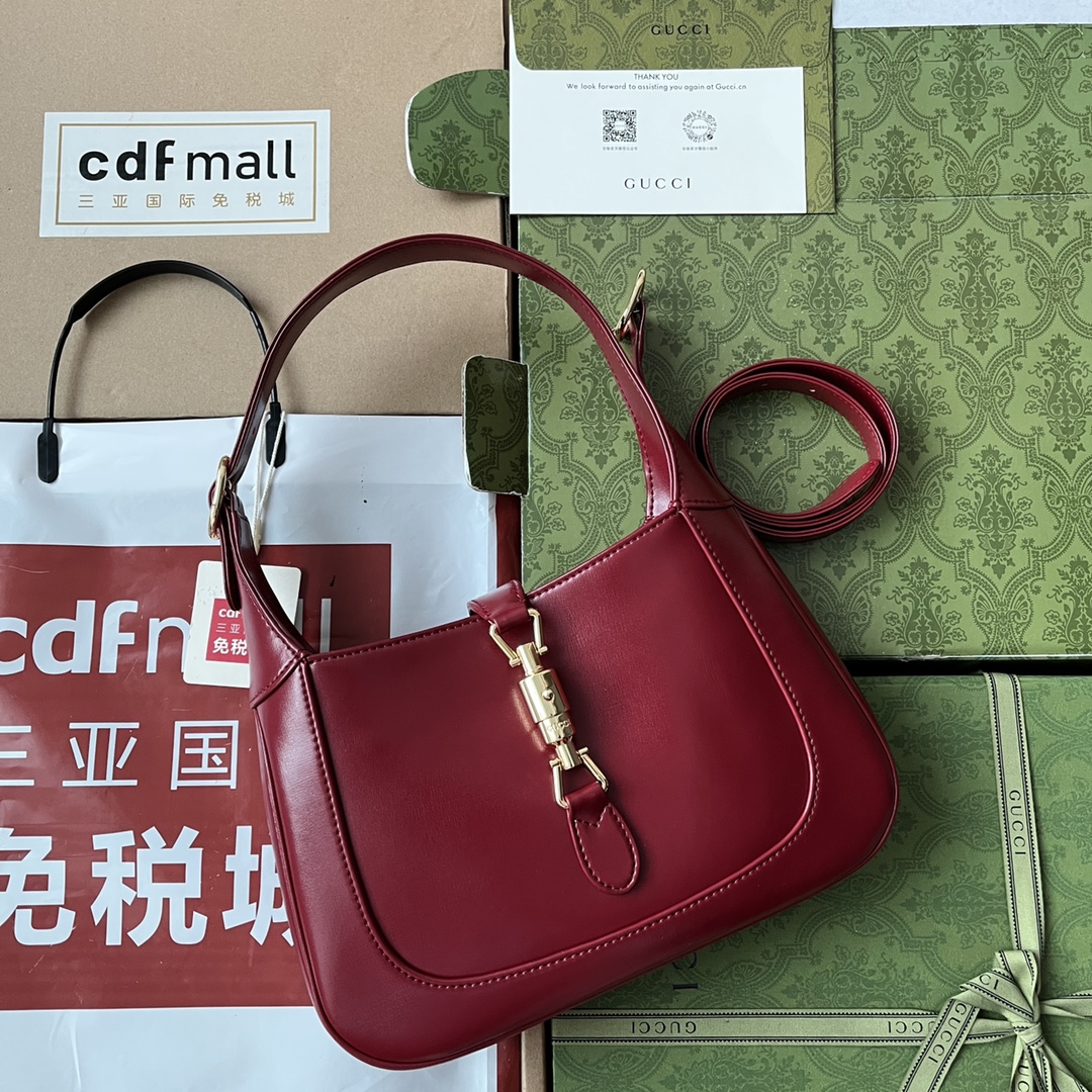 Gucci高仿Jackie 1961紅色手提包 亮面皮革展現時尚風采