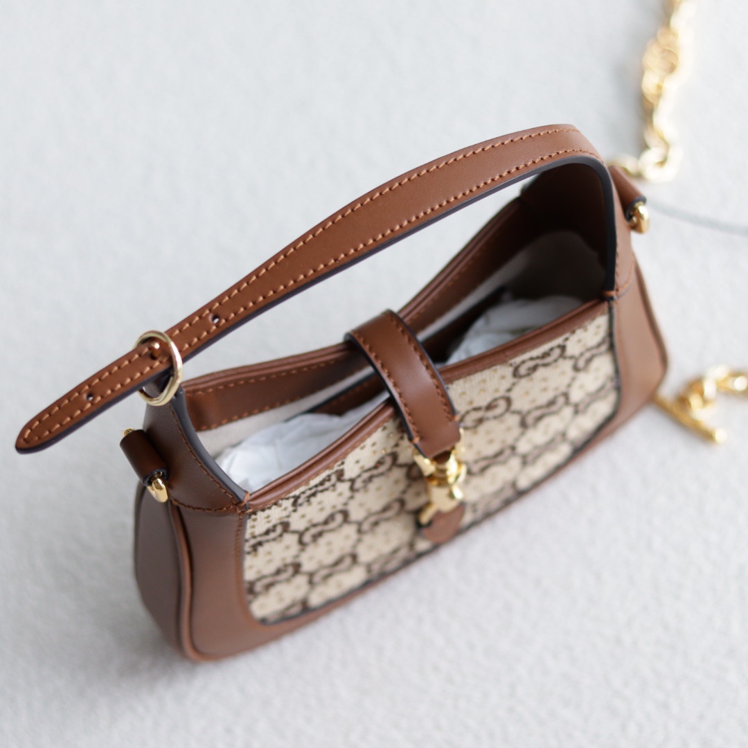 Gucci高仿Jackie 1961亮絲老花包 女用棕皮搭配閃線設計亮眼款|超A仿原單精品圖片 12 Gucci高仿Jackie 1961亮絲老花包 女用棕皮搭配閃線設計亮眼款|歐美奢侈品精品推薦