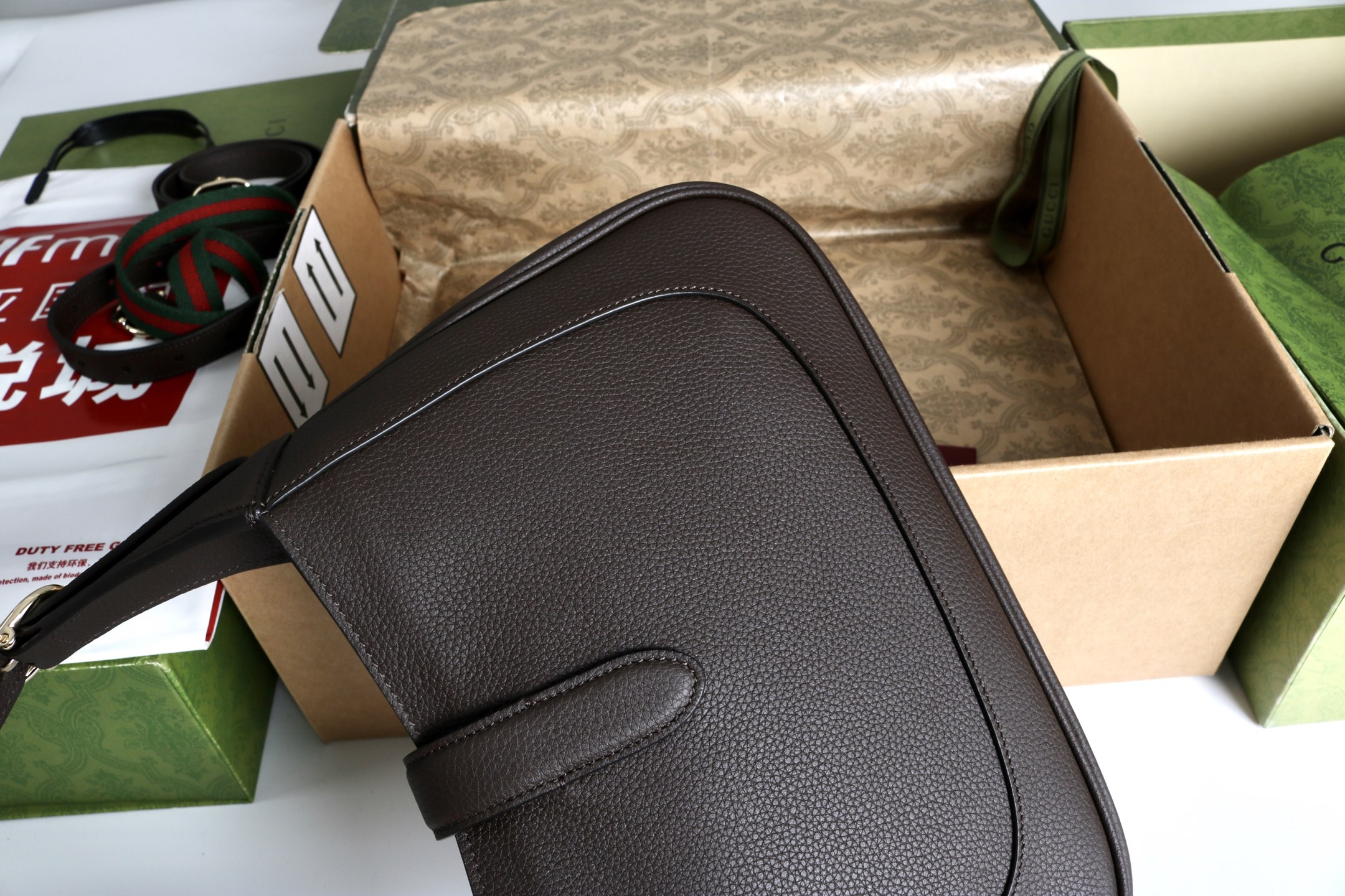 GucciA貨Jackie 1961深咖啡荔枝皮肩背包 標準版女用通勤款|超A仿原單精品圖片 5 GucciA貨Jackie 1961深咖啡荔枝皮肩背包 標準版女用通勤款|歐美奢侈品精品推薦