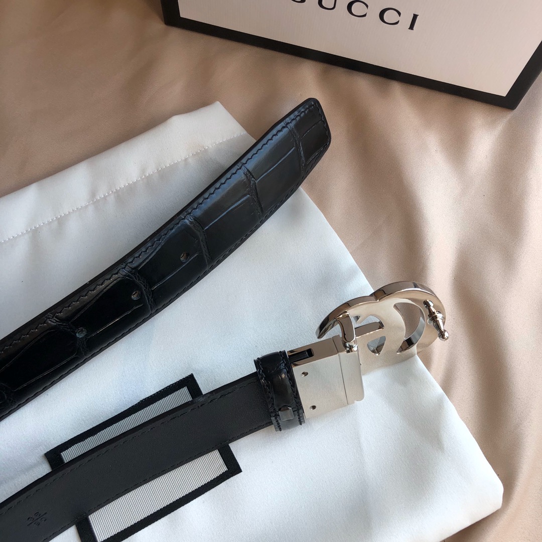 Gucci A貨銀扣鱷魚紋皮帶 男士精品皮革高端質感款|超A仿原單精品圖片 9 Gucci A貨銀扣鱷魚紋皮帶 男士精品皮革高端質感款|歐美奢侈品精品推薦