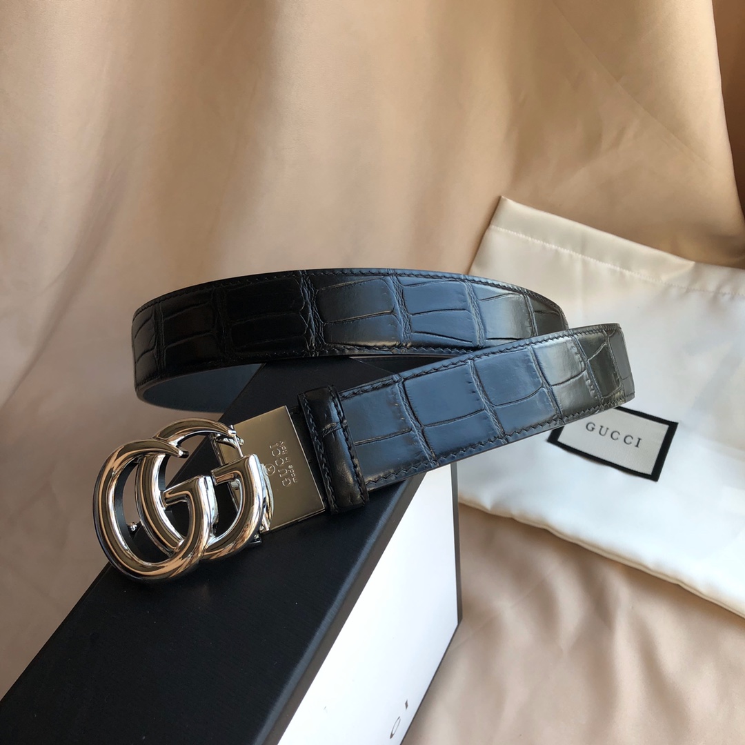 Gucci A貨銀扣鱷魚紋皮帶 男士精品皮革高端質感款|超A仿原單精品圖片 7 Gucci A貨銀扣鱷魚紋皮帶 男士精品皮革高端質感款|歐美奢侈品精品推薦