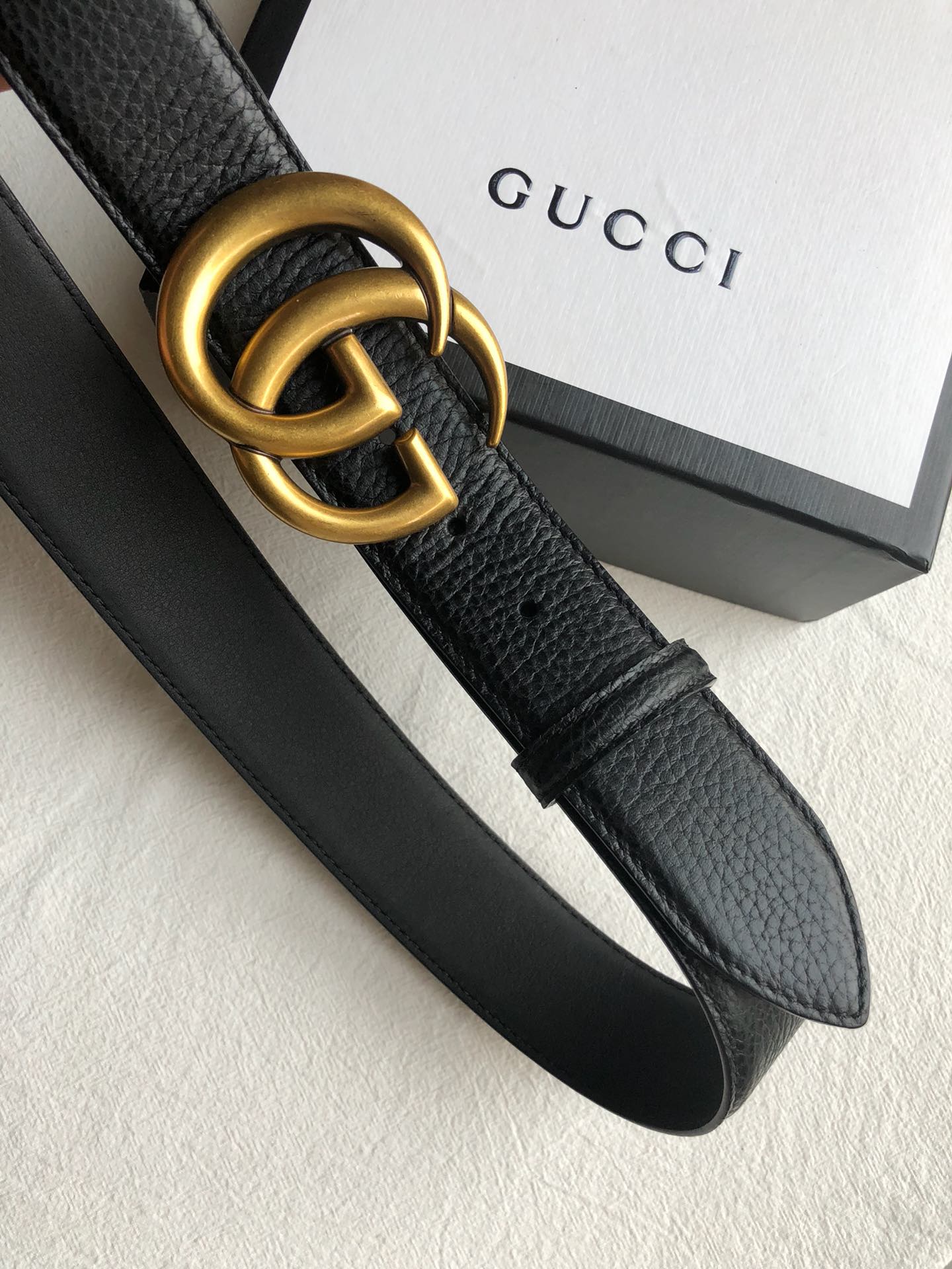Gucci 一比一黃銅復古雙G皮帶 荔枝紋質感紳士配件｜歐美奢侈品精品推薦