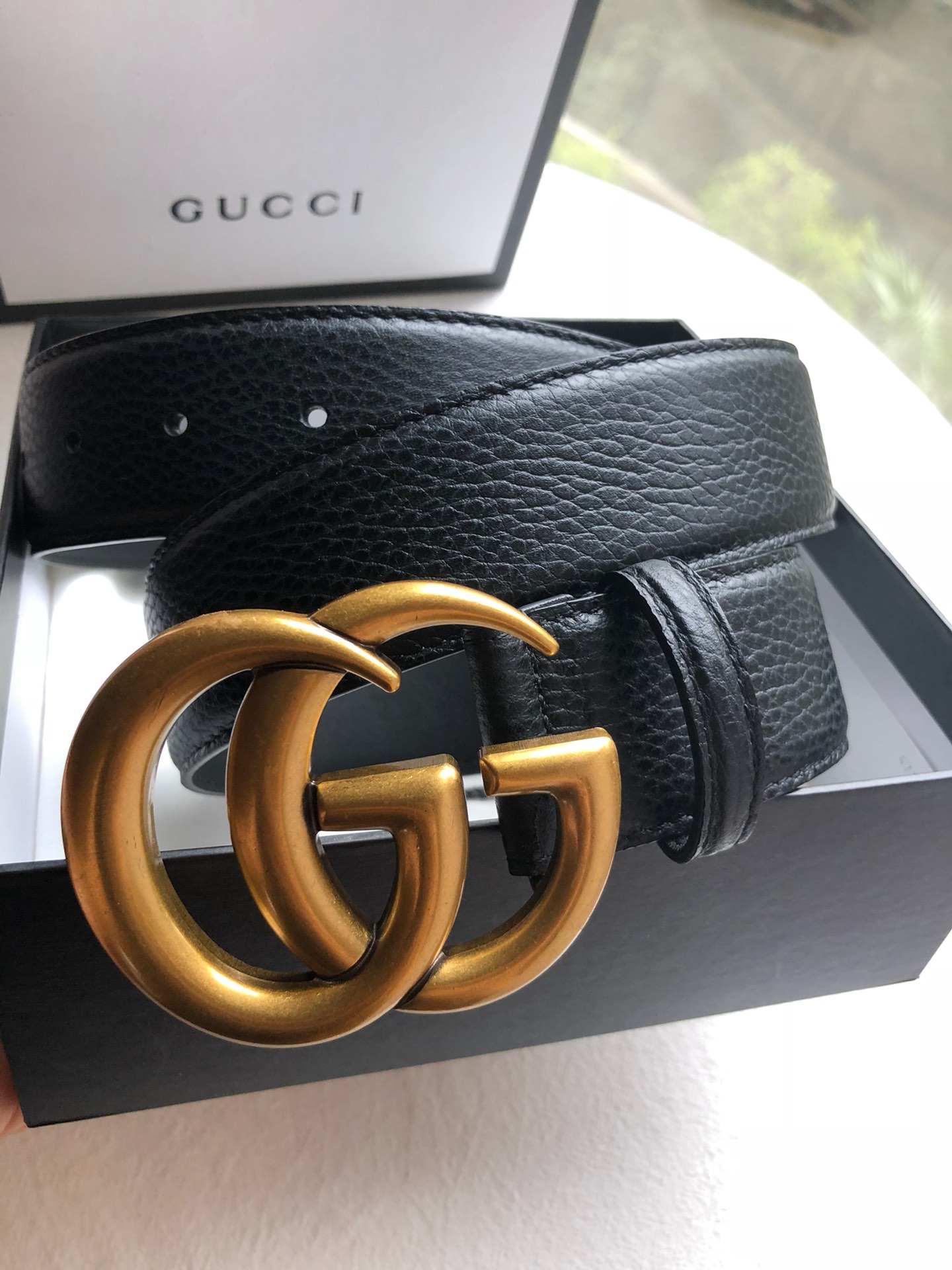 Gucci 一比一黃銅復古雙G皮帶 荔枝紋質感紳士配件