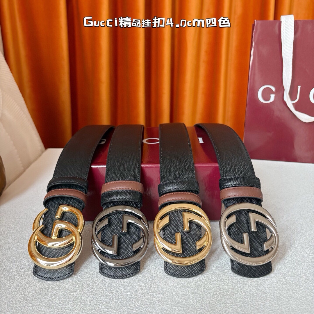 Gucci 原單雙圈G標誌皮帶 4cm寬版造型多色可選