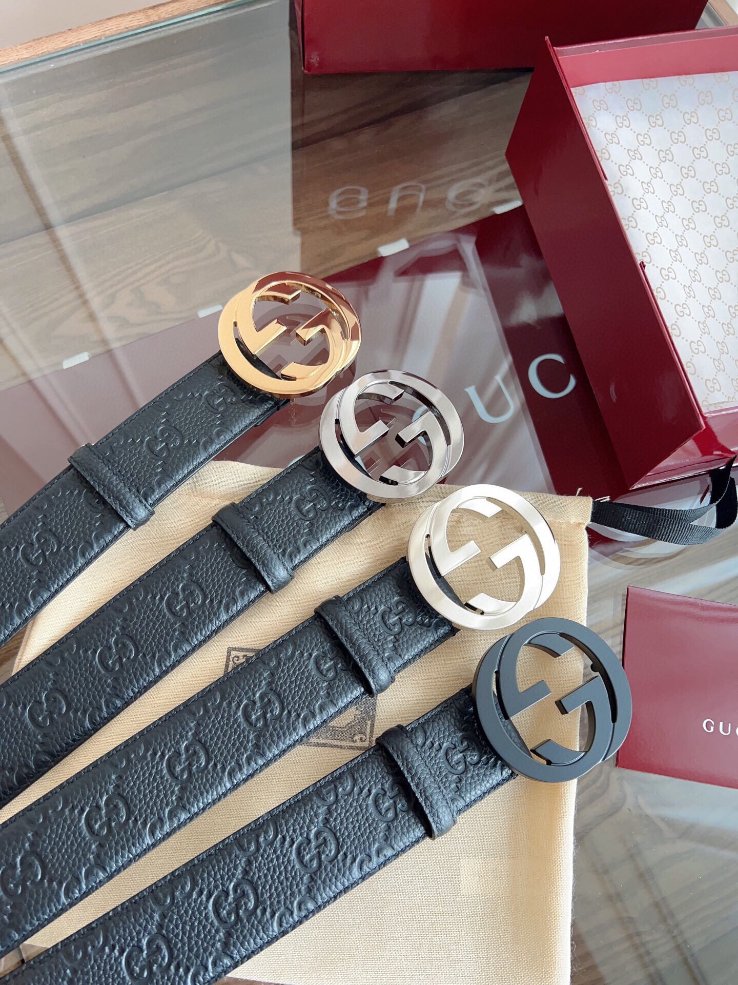 Gucci 原單圓G空心扣皮帶 四色皮革壓紋設計男士款