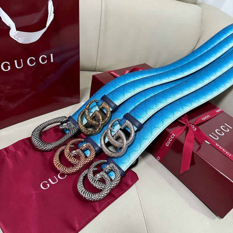 Gucci A貨漸層藍GG皮帶 雙G蛇扣個性造型款|超A仿原單精品圖片 6 Gucci A貨漸層藍GG皮帶 雙G蛇扣個性造型款|歐美奢侈品精品推薦