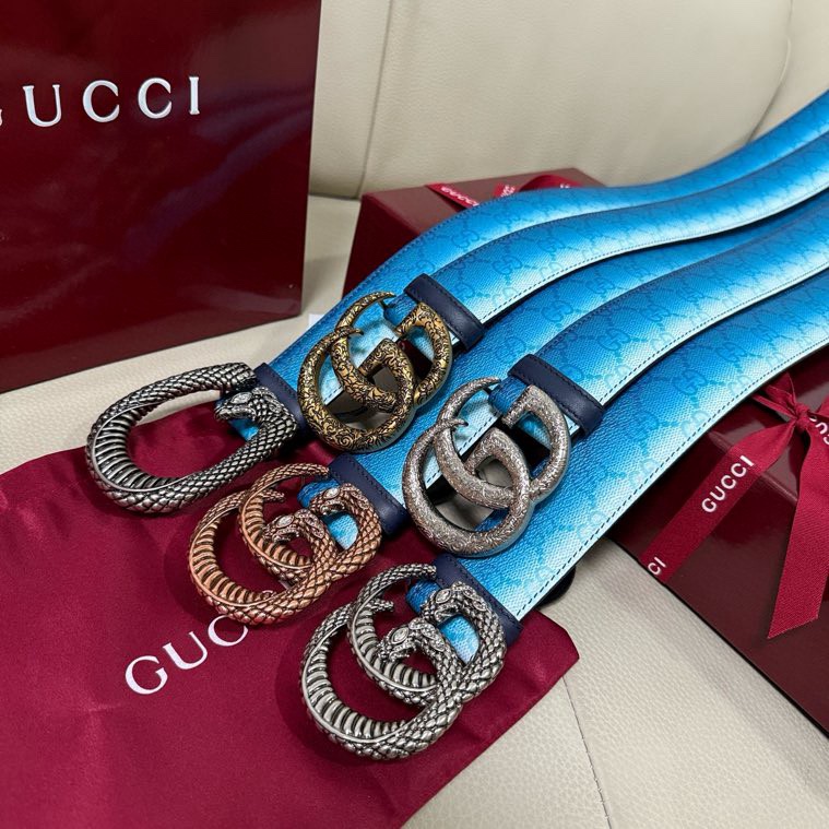 Gucci A貨漸層藍GG皮帶 雙G蛇扣個性造型款|超A仿原單精品圖片 11 Gucci A貨漸層藍GG皮帶 雙G蛇扣個性造型款|歐美奢侈品精品推薦