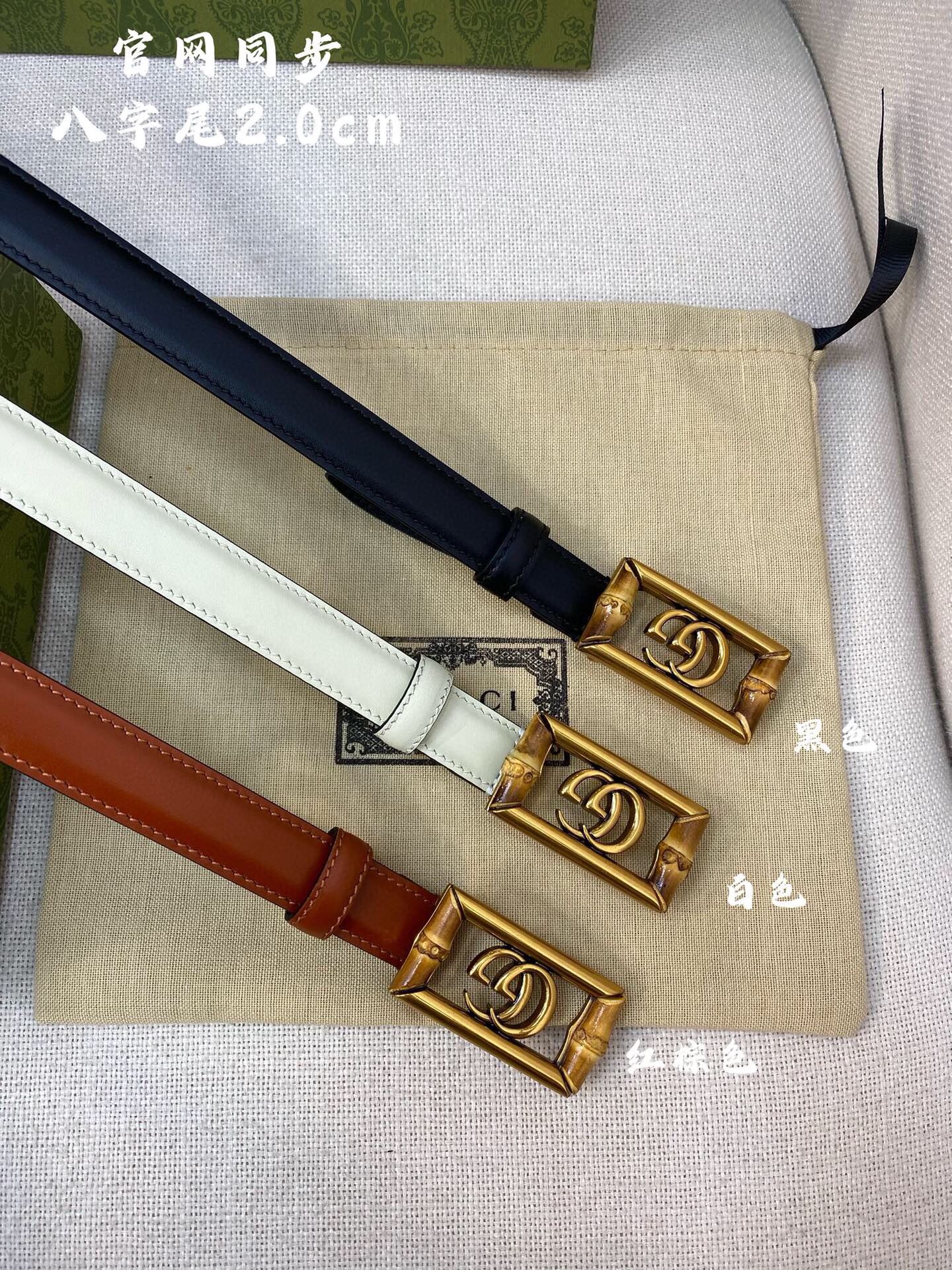 Gucci 高仿八字竹節LOGO皮帶 女款復古2.0cm設計