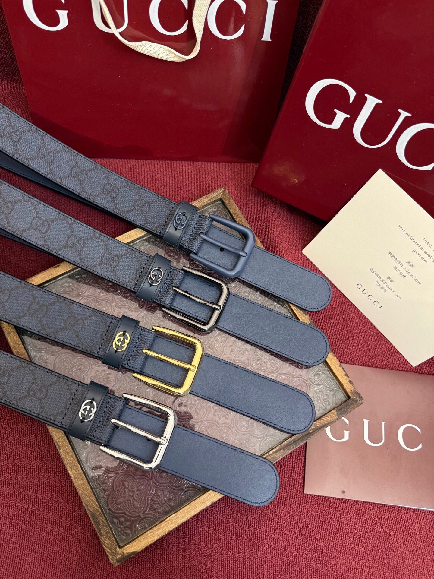 Gucci一比一精品皮帶黑色壓紋款時尚低調風