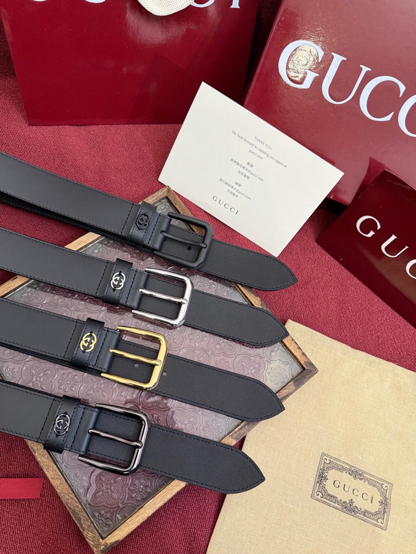 Gucci高仿男士黑色皮帶四色金屬扣選擇百搭推薦