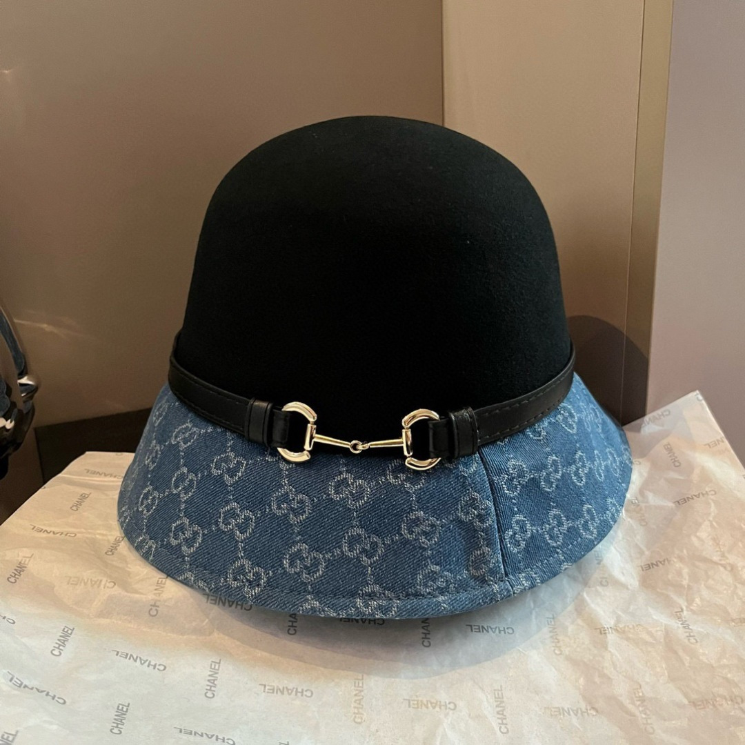 GucciA貨女款牛仔混搭金屬馬銜扣帽 經典GG圖騰秋冬質感帽款|超A仿原單精品圖片 10 GucciA貨女款牛仔混搭金屬馬銜扣帽 經典GG圖騰秋冬質感帽款|歐美奢侈品精品推薦