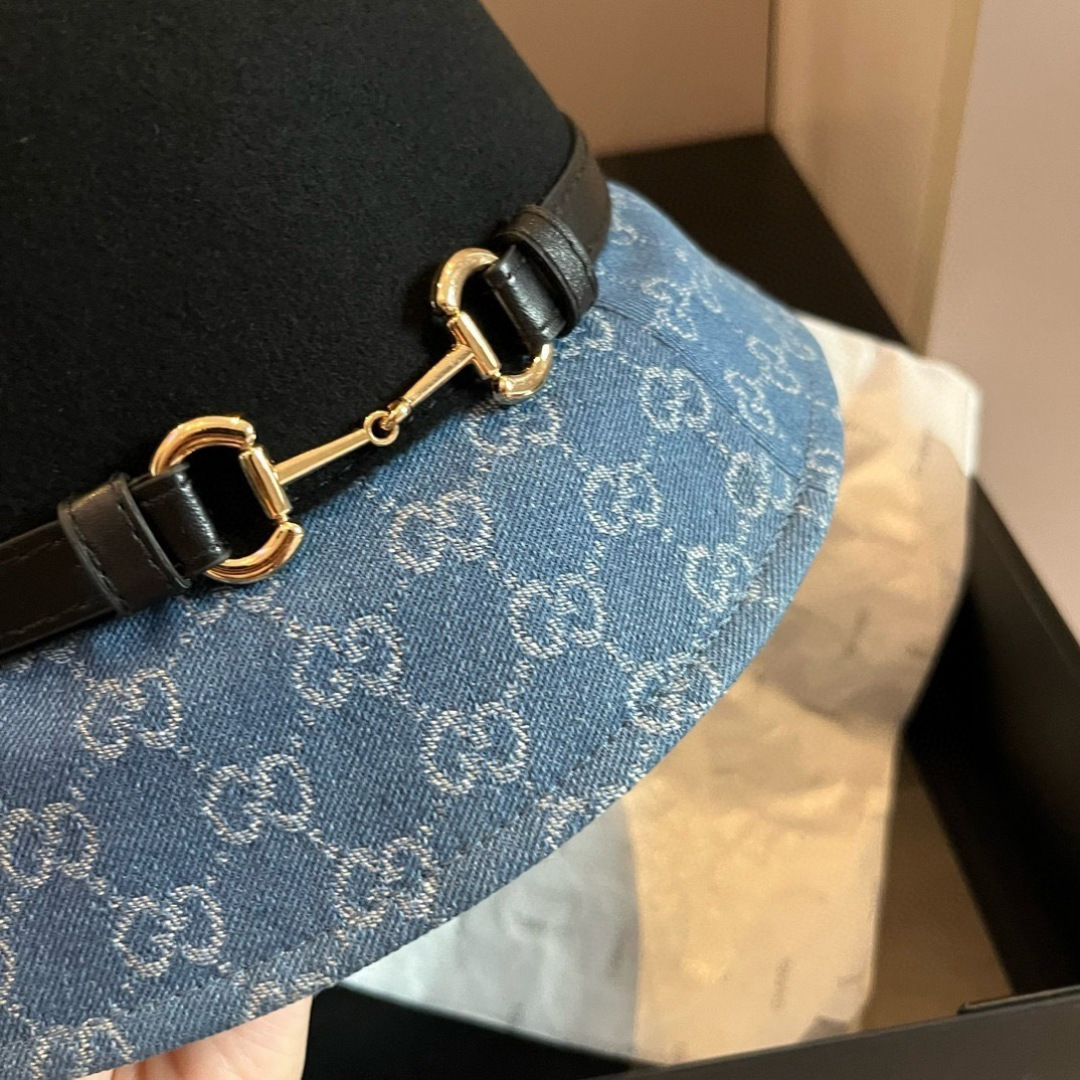 GucciA貨女款牛仔混搭金屬馬銜扣帽 經典GG圖騰秋冬質感帽款|超A仿原單精品圖片 9 GucciA貨女款牛仔混搭金屬馬銜扣帽 經典GG圖騰秋冬質感帽款|歐美奢侈品精品推薦