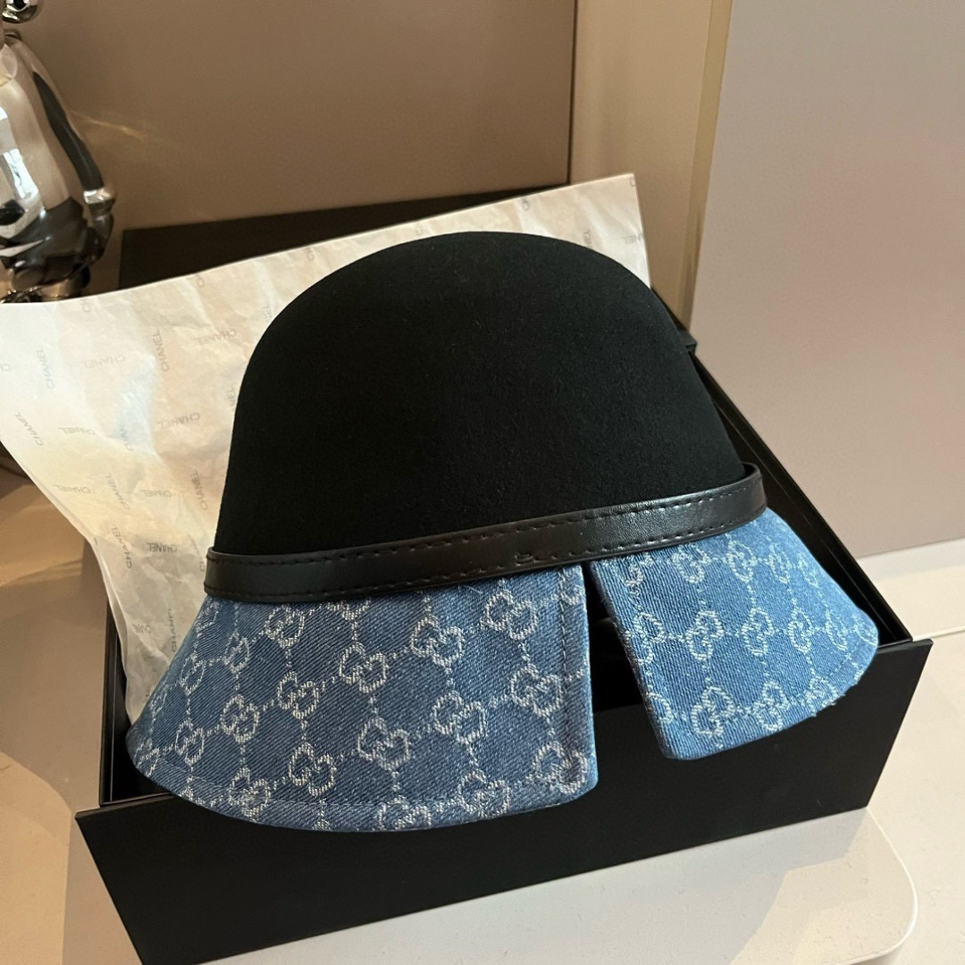 GucciA貨女款牛仔混搭金屬馬銜扣帽 經典GG圖騰秋冬質感帽款|超A仿原單精品圖片 8 GucciA貨女款牛仔混搭金屬馬銜扣帽 經典GG圖騰秋冬質感帽款|歐美奢侈品精品推薦