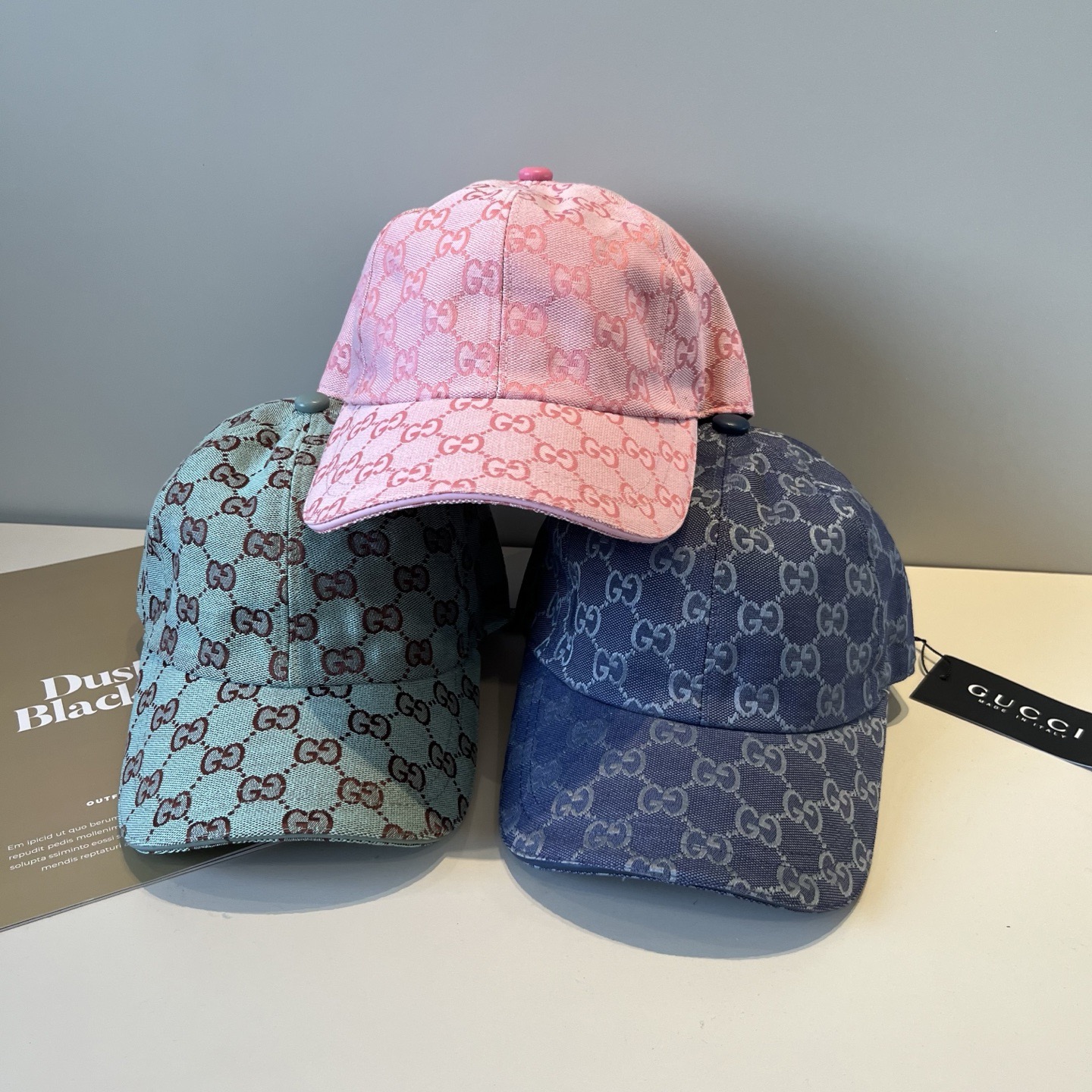 Gucci高仿女款GG緹花棒球帽 粉色綠色藍色三色可選甜美風