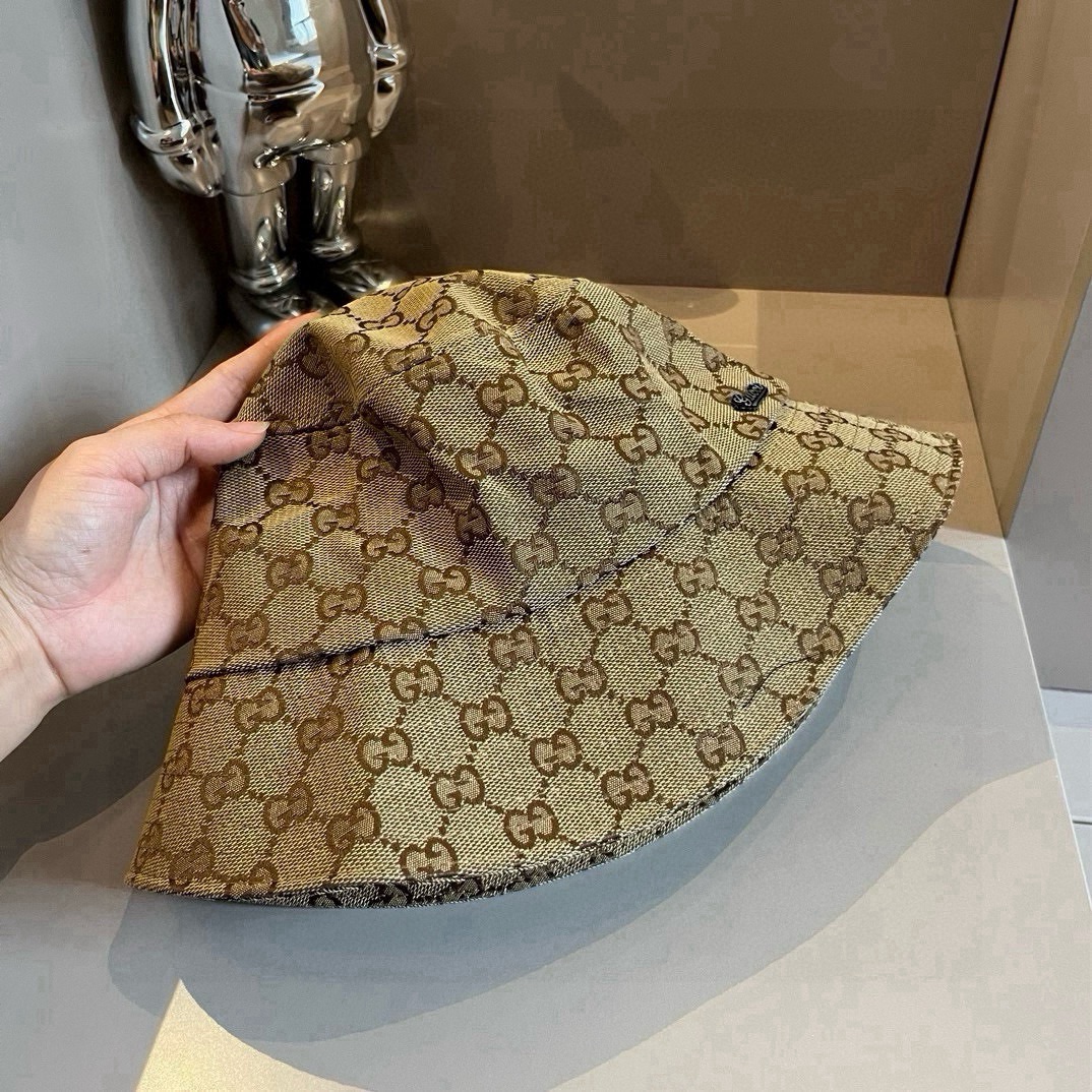GucciA貨GG圖騰寬簷漁夫帽 男女款復古風格造型帽 經典棕系|超A仿原單精品圖片 9 GucciA貨GG圖騰寬簷漁夫帽 男女款復古風格造型帽 經典棕系|歐美奢侈品精品推薦