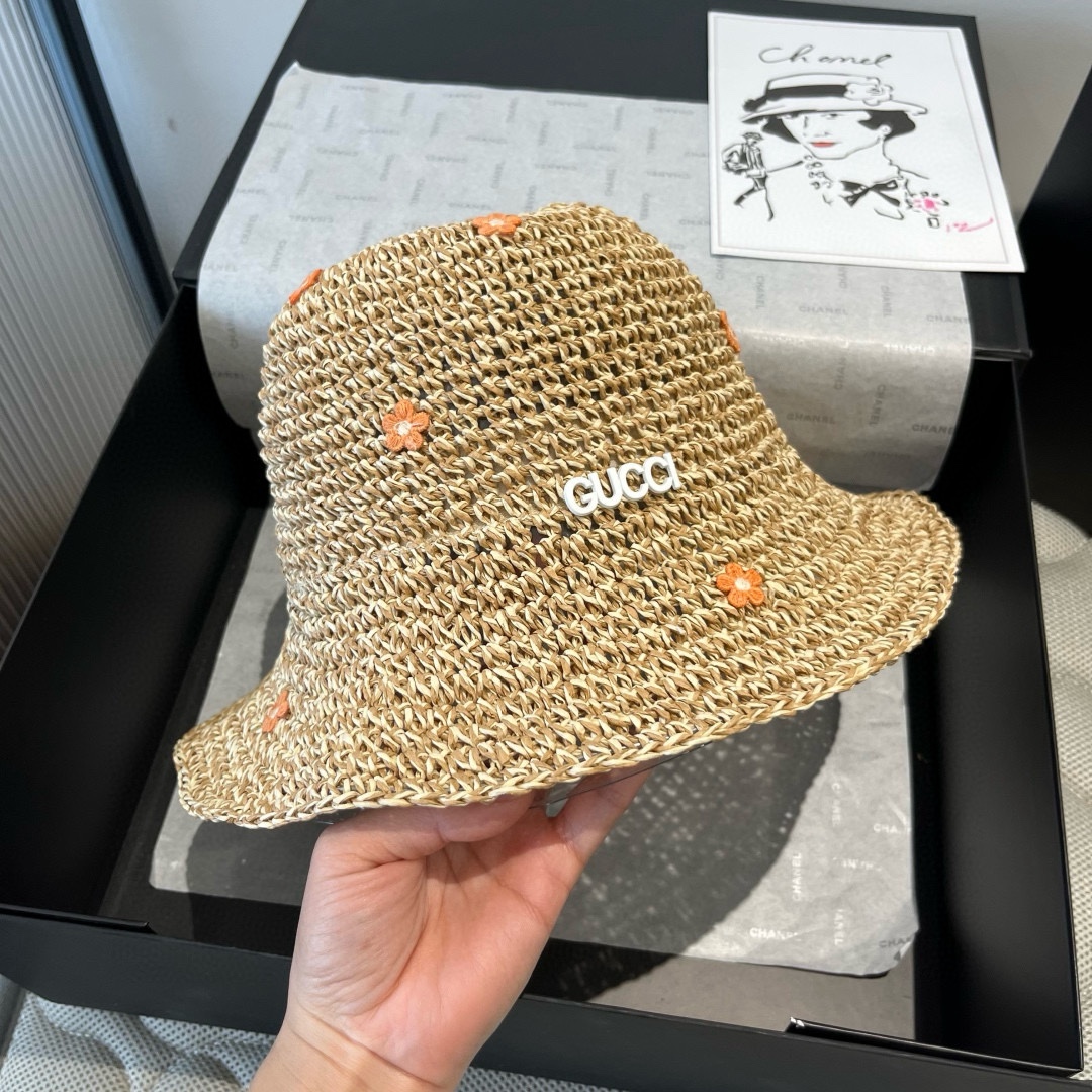 Gucci精品仿製藤編花朵帽 女款可愛漁夫帽造型 夏季休閒風格|超A仿原單精品圖片 12 Gucci精品仿製藤編花朵帽 女款可愛漁夫帽造型 夏季休閒風格|歐美奢侈品精品推薦