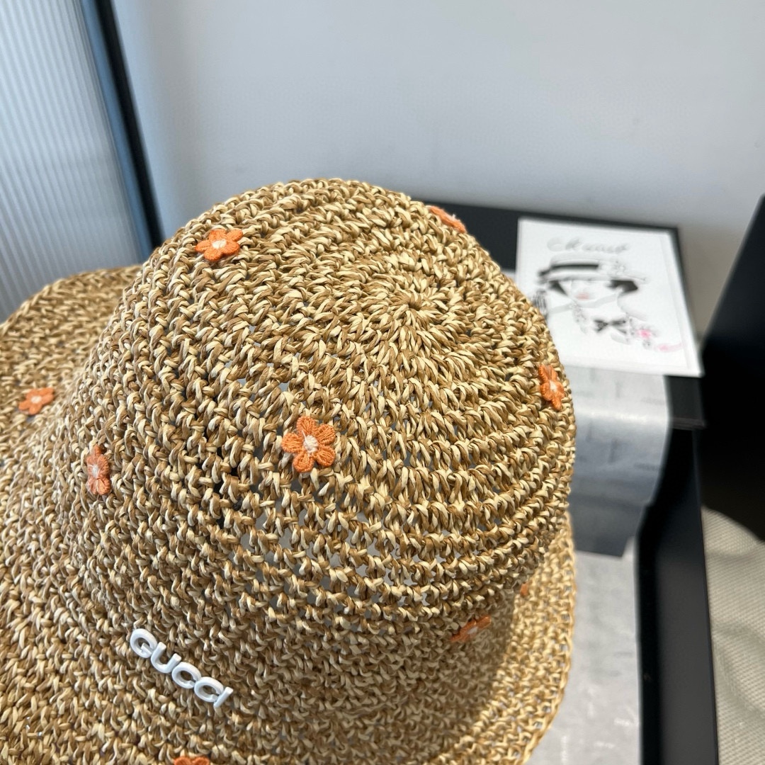 Gucci精品仿製藤編花朵帽 女款可愛漁夫帽造型 夏季休閒風格|超A仿原單精品圖片 11 Gucci精品仿製藤編花朵帽 女款可愛漁夫帽造型 夏季休閒風格|歐美奢侈品精品推薦