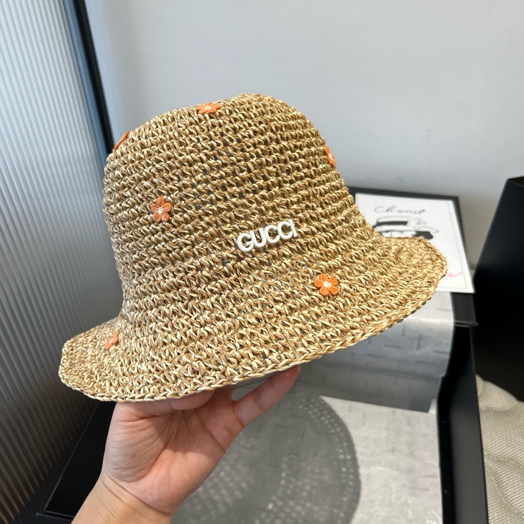 Gucci精品仿製藤編花朵帽 女款可愛漁夫帽造型 夏季休閒風格|超A仿原單精品圖片 10 Gucci精品仿製藤編花朵帽 女款可愛漁夫帽造型 夏季休閒風格|歐美奢侈品精品推薦