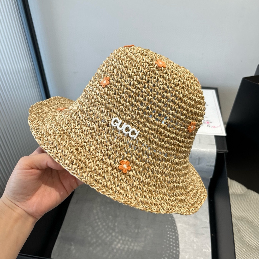 Gucci精品仿製藤編花朵帽 女款可愛漁夫帽造型 夏季休閒風格|超A仿原單精品圖片 7 Gucci精品仿製藤編花朵帽 女款可愛漁夫帽造型 夏季休閒風格|歐美奢侈品精品推薦