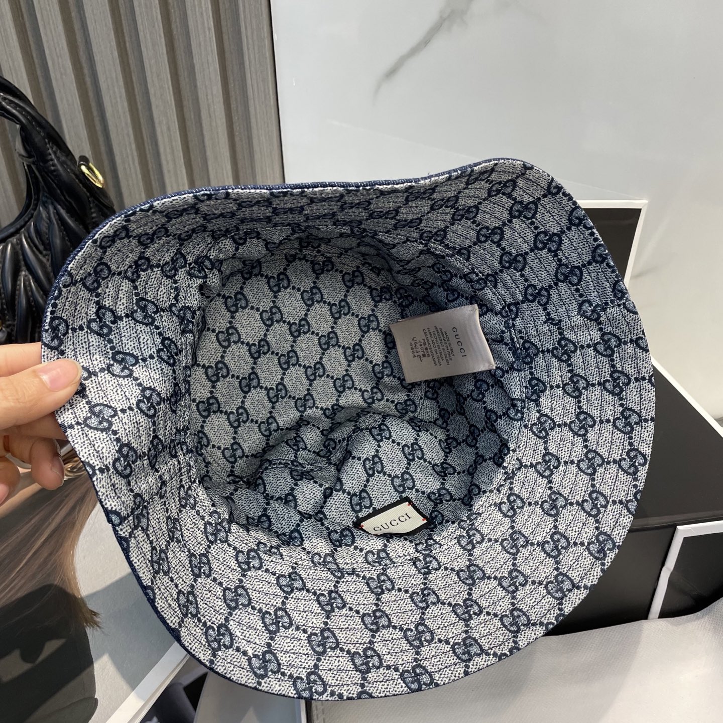 GucciA貨牛仔漁夫帽 男女款黑灰藍三色 經典Logo帽緣設計款｜歐美奢侈品精品推薦