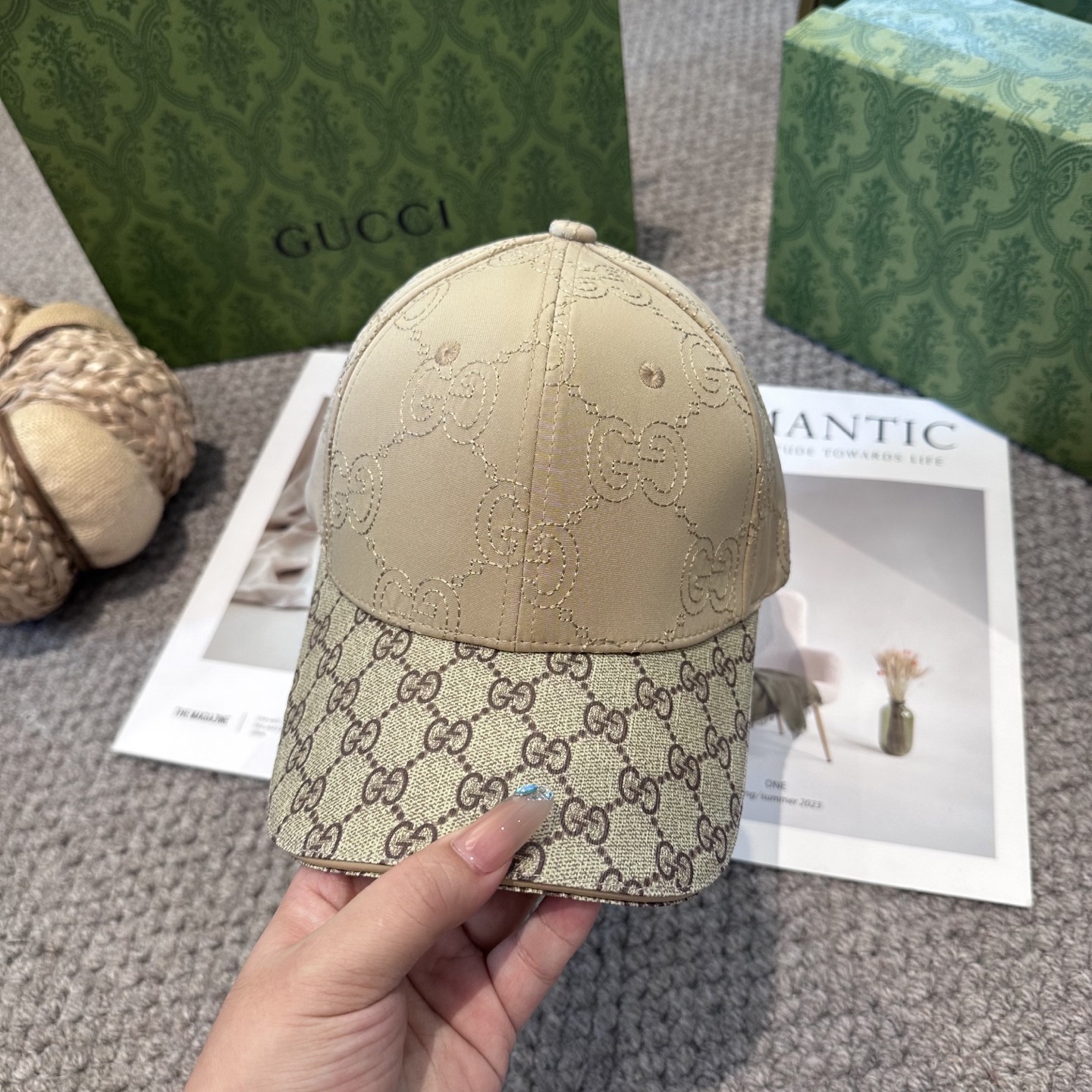 Gucci高仿GG棒球帽 米白拼老花 經典復古設計帽款｜歐美奢侈品精品推薦