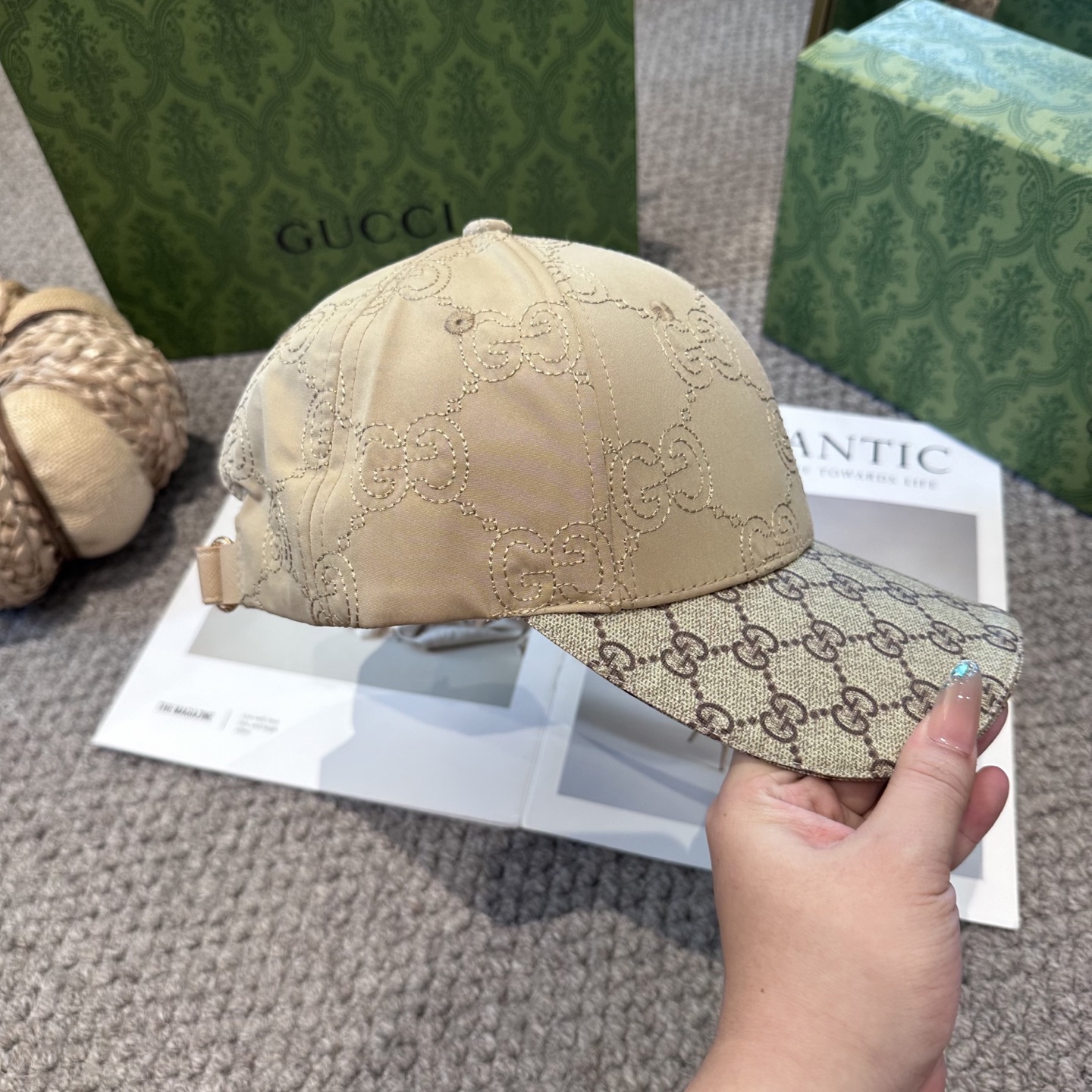 Gucci高仿GG棒球帽 米白拼老花 經典復古設計帽款｜歐美奢侈品精品推薦