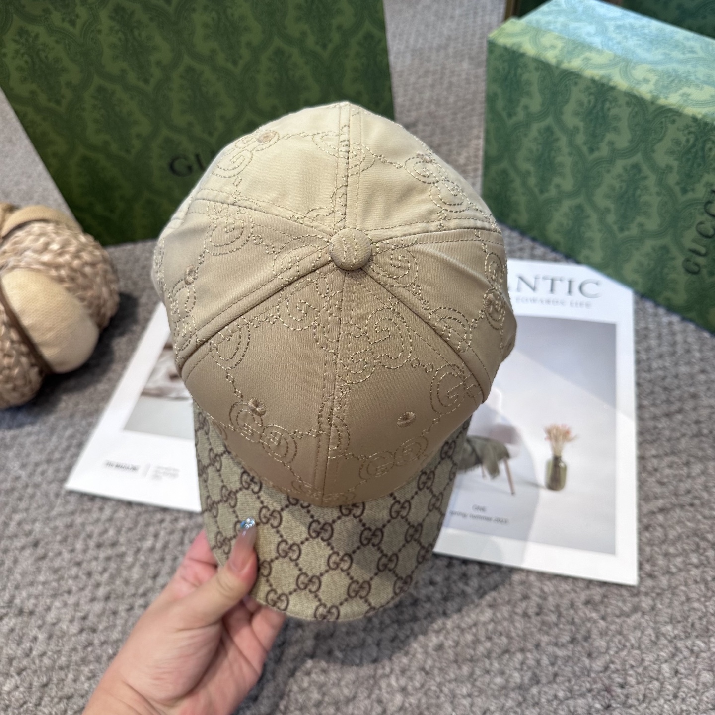 Gucci高仿GG棒球帽 米白拼老花 經典復古設計帽款｜歐美奢侈品精品推薦