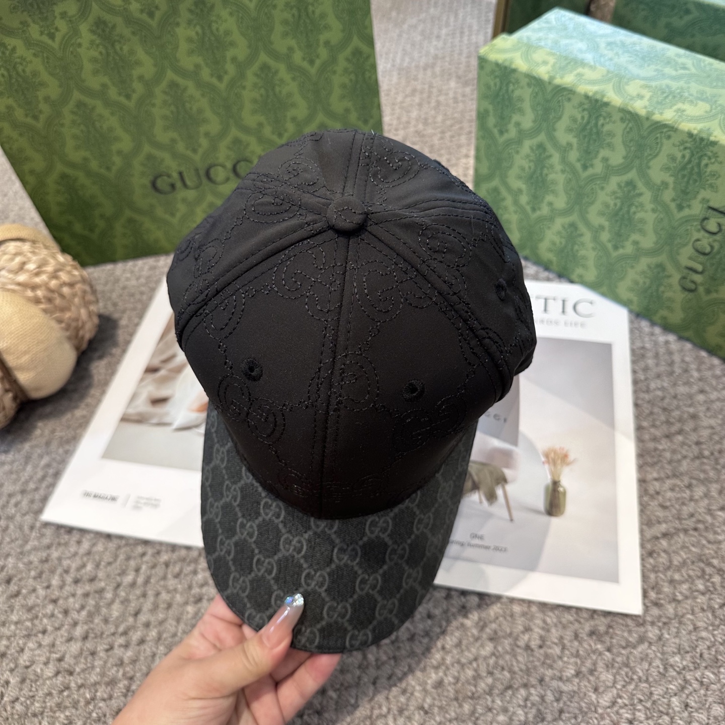 Gucci一比一 GG老花棒球帽 黑灰拼接潮流百搭帽型|超A仿原單精品圖片 9 Gucci一比一 GG老花棒球帽 黑灰拼接潮流百搭帽型|歐美奢侈品精品推薦