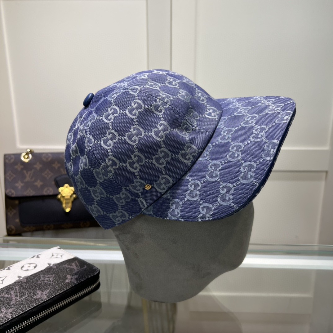 Gucci A貨 GG丹寧老花帽 雙色牛仔藍粉紅配色 新潮街頭感十足