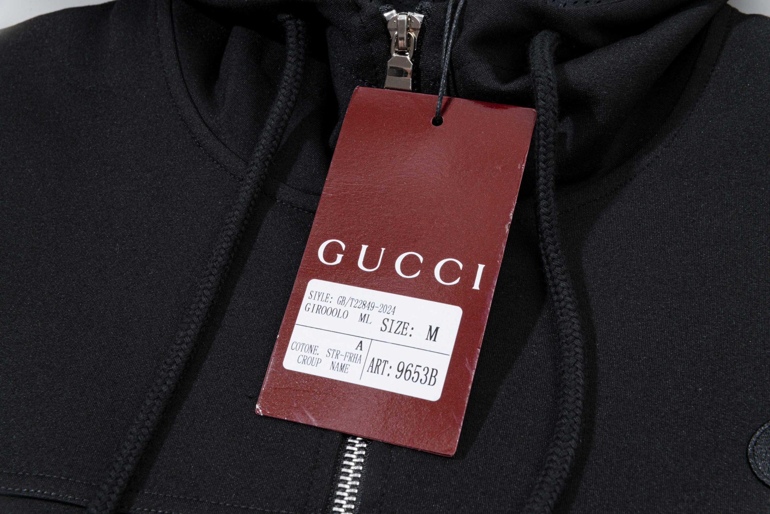 Gucci高仿黑色帽外套男款雙口袋綠紅條拼接設計｜歐美奢侈品精品推薦
