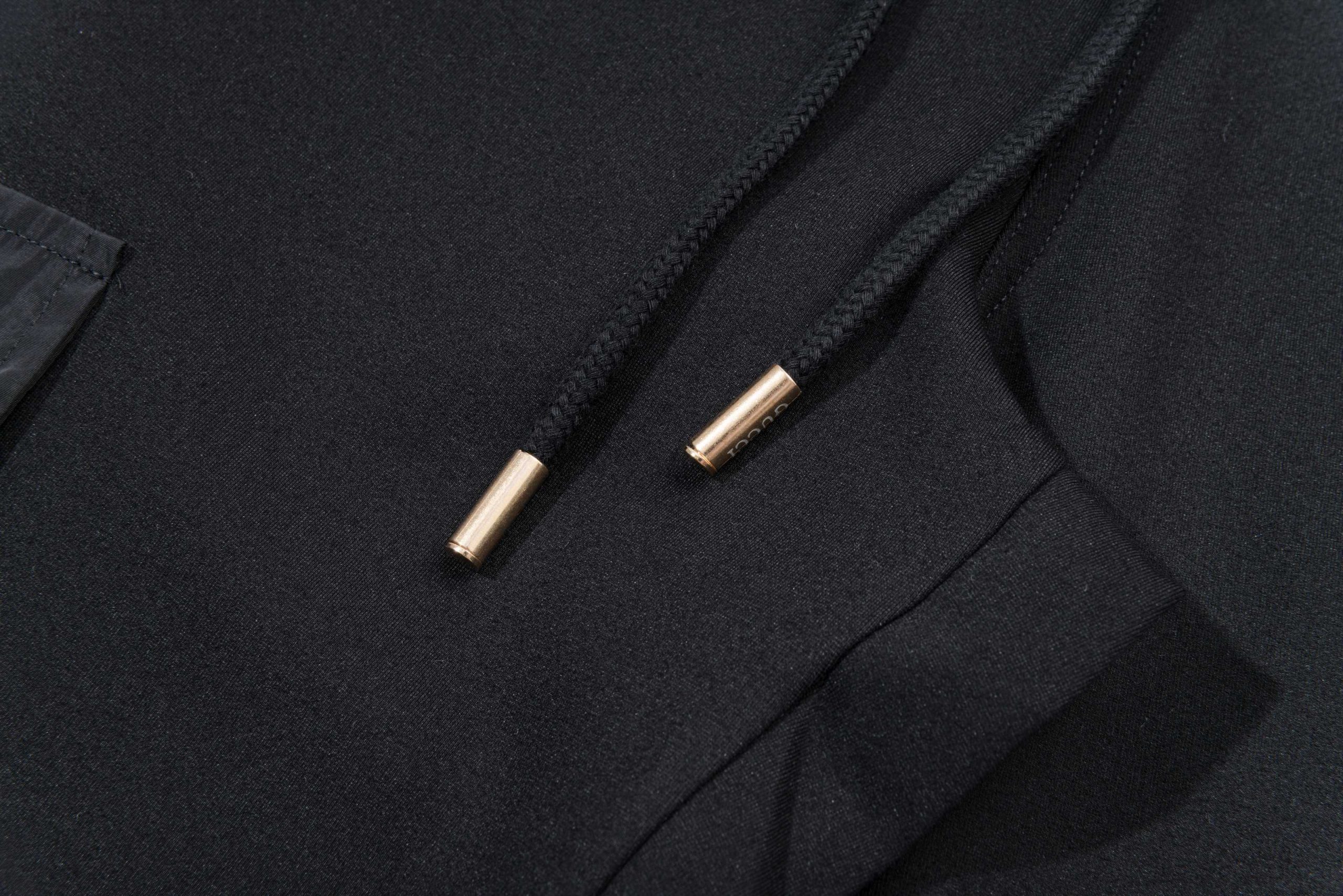 Gucci高仿黑色帽外套男款雙口袋綠紅條拼接設計｜歐美奢侈品精品推薦