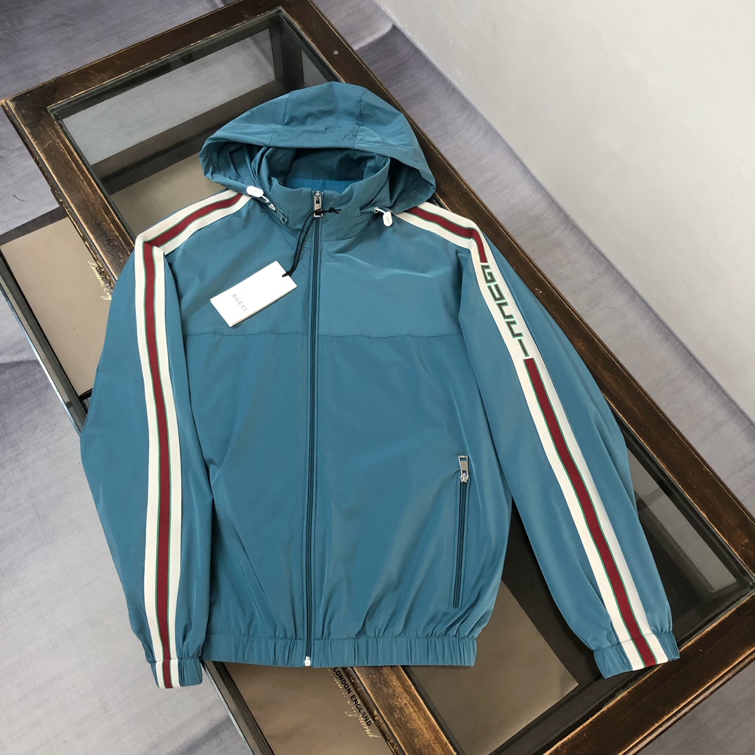 Gucci一比一藍綠條紋運動外套 立領復古風修身款|超A仿原單精品圖片 14 Gucci一比一藍綠條紋運動外套 立領復古風修身款|歐美奢侈品精品推薦