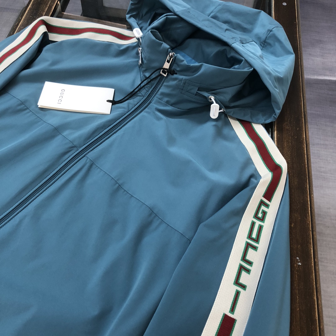 Gucci一比一藍綠條紋運動外套 立領復古風修身款|超A仿原單精品圖片 12 Gucci一比一藍綠條紋運動外套 立領復古風修身款|歐美奢侈品精品推薦