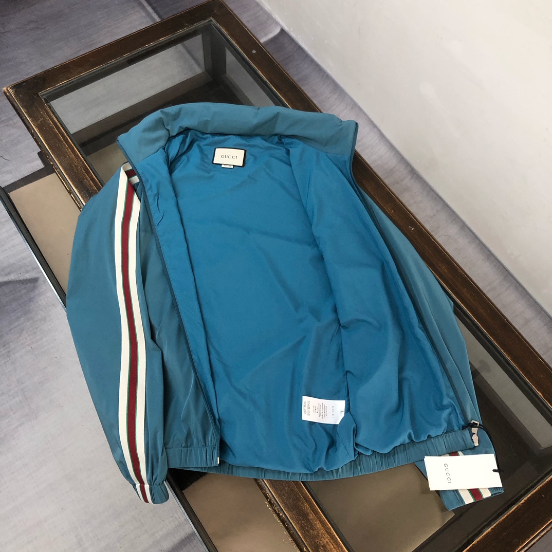 Gucci一比一藍綠條紋運動外套 立領復古風修身款|超A仿原單精品圖片 9 Gucci一比一藍綠條紋運動外套 立領復古風修身款|歐美奢侈品精品推薦