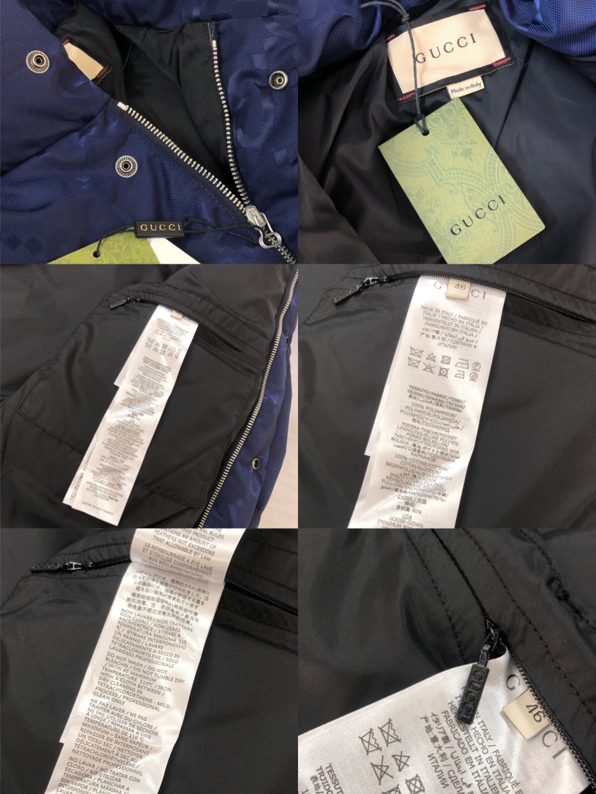 Gucci原單海軍藍GG壓紋羽絨外套 經典立領款式|超A仿原單精品圖片 7 Gucci原單海軍藍GG壓紋羽絨外套 經典立領款式|歐美奢侈品精品推薦
