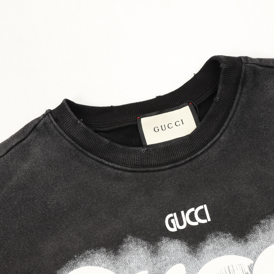 Gucci精品仿製黑色塗鴉LOGO衛衣 街頭潮流風格人氣單品｜歐美奢侈品精品推薦