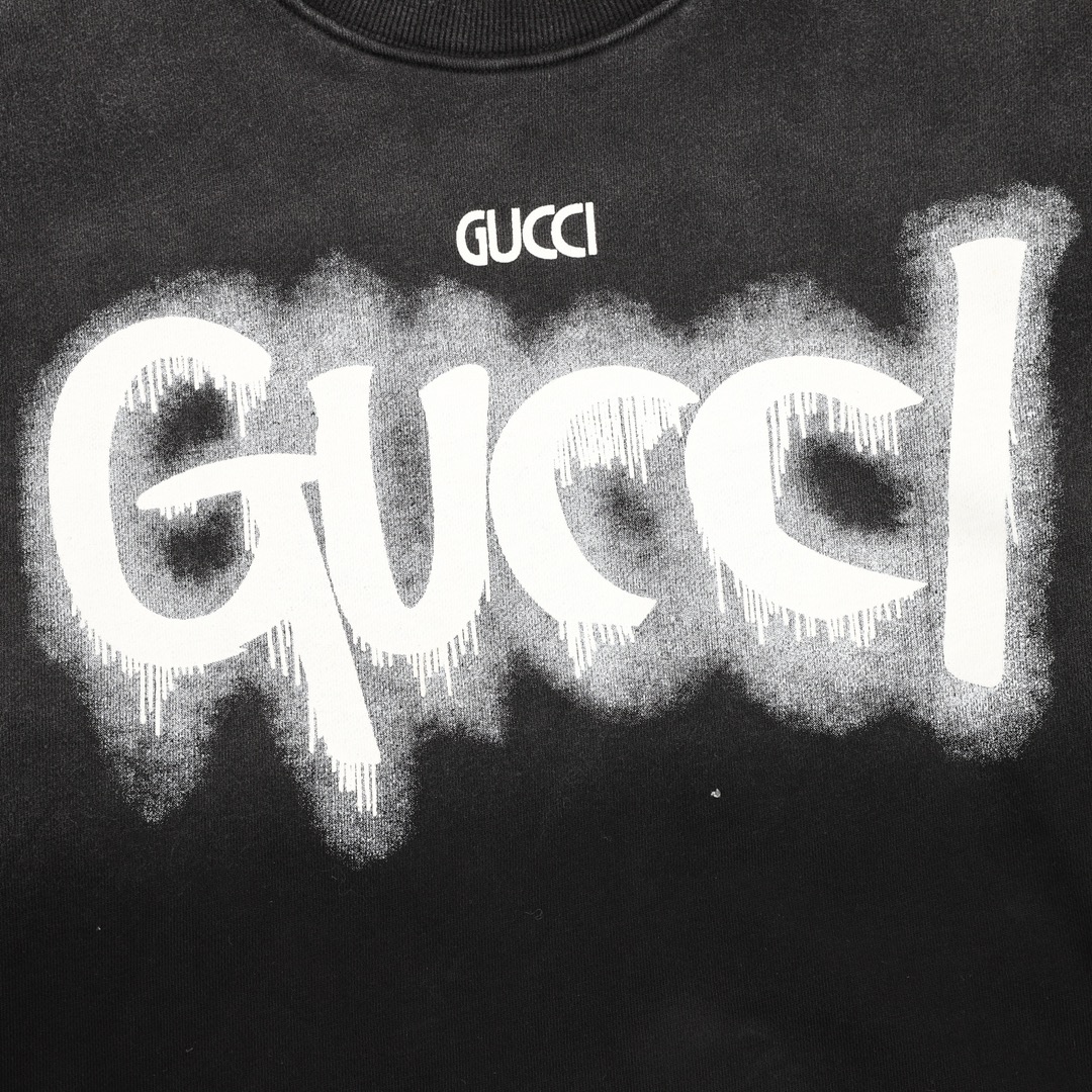 Gucci精品仿製黑色塗鴉LOGO衛衣 街頭潮流風格人氣單品｜歐美奢侈品精品推薦