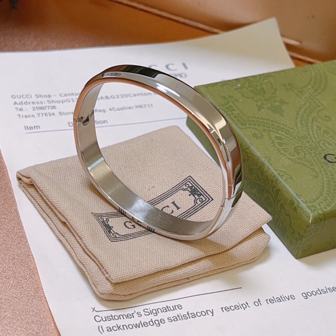 Gucci一比一男士銀色簡約鏡面手環 極簡風格打造高級感｜歐美奢侈品精品推薦