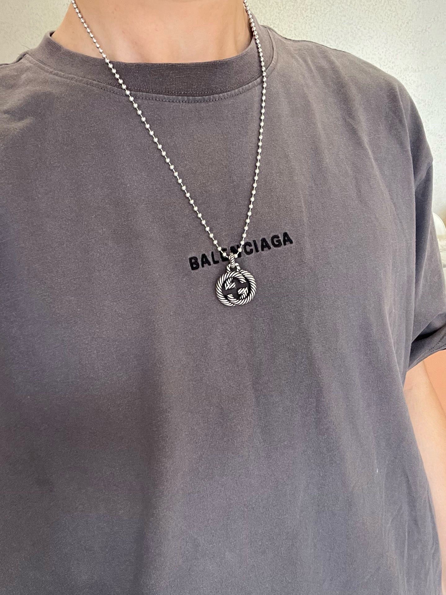 Gucci一比一銀珠串鏈LOGO項鍊 中性風格日常百搭首選｜歐美奢侈品精品推薦