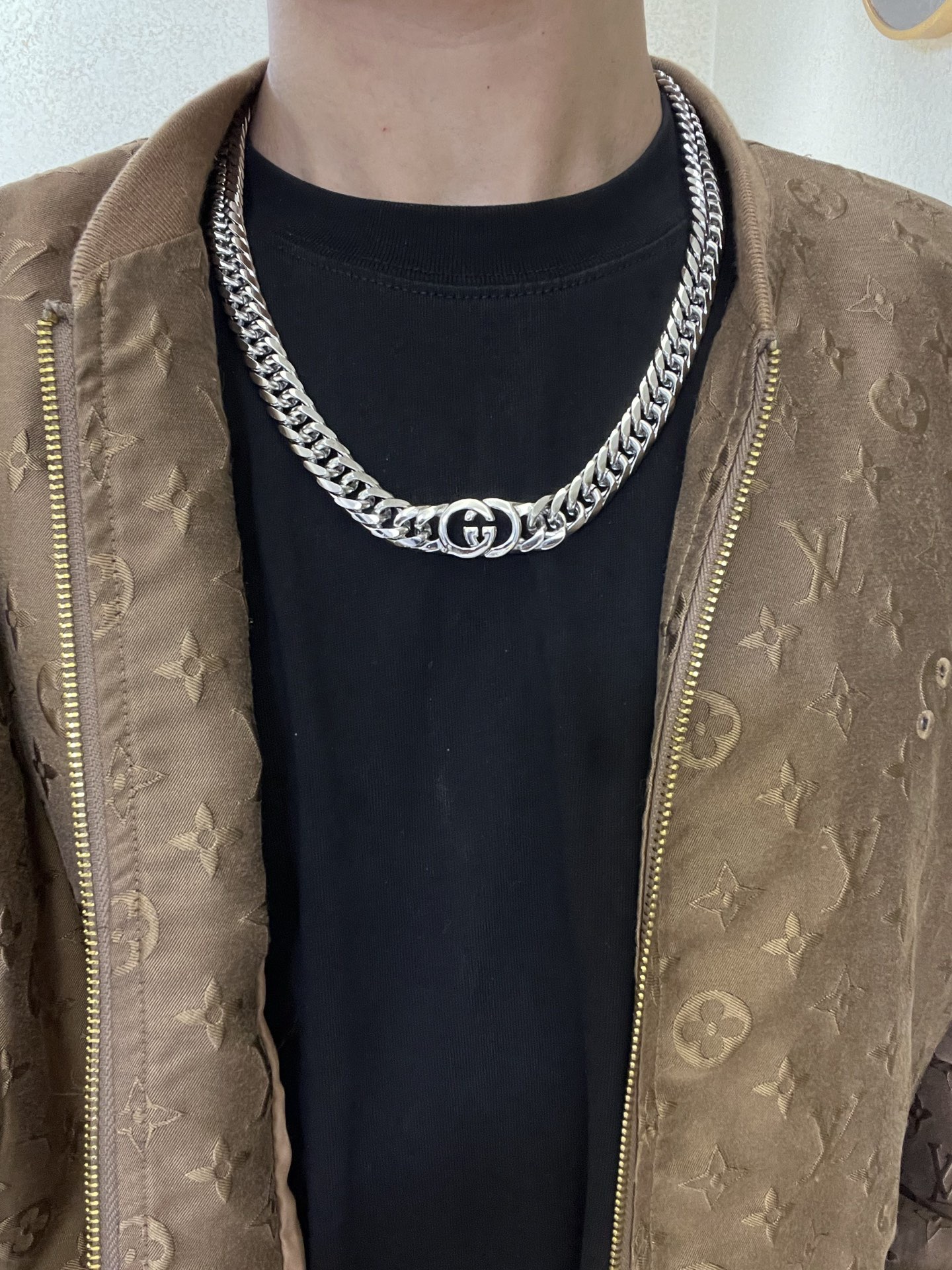 Gucci高仿男士粗鍊銀項鍊 GG標誌設計簡約有力街頭風格｜歐美奢侈品精品推薦