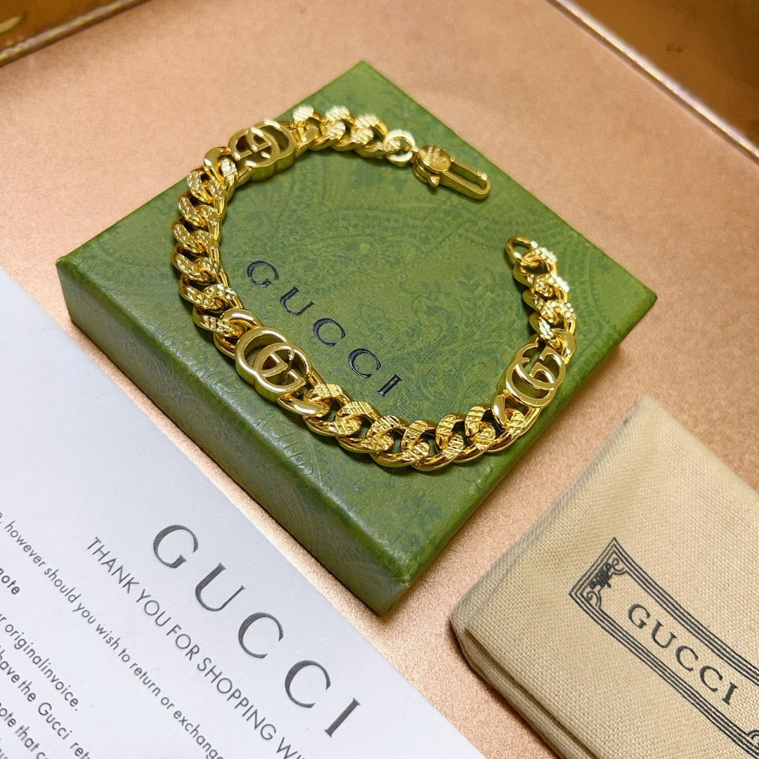 Gucci高仿金色GG雙標手鍊 奢華鍊條復刻經典款式｜歐美奢侈品精品推薦