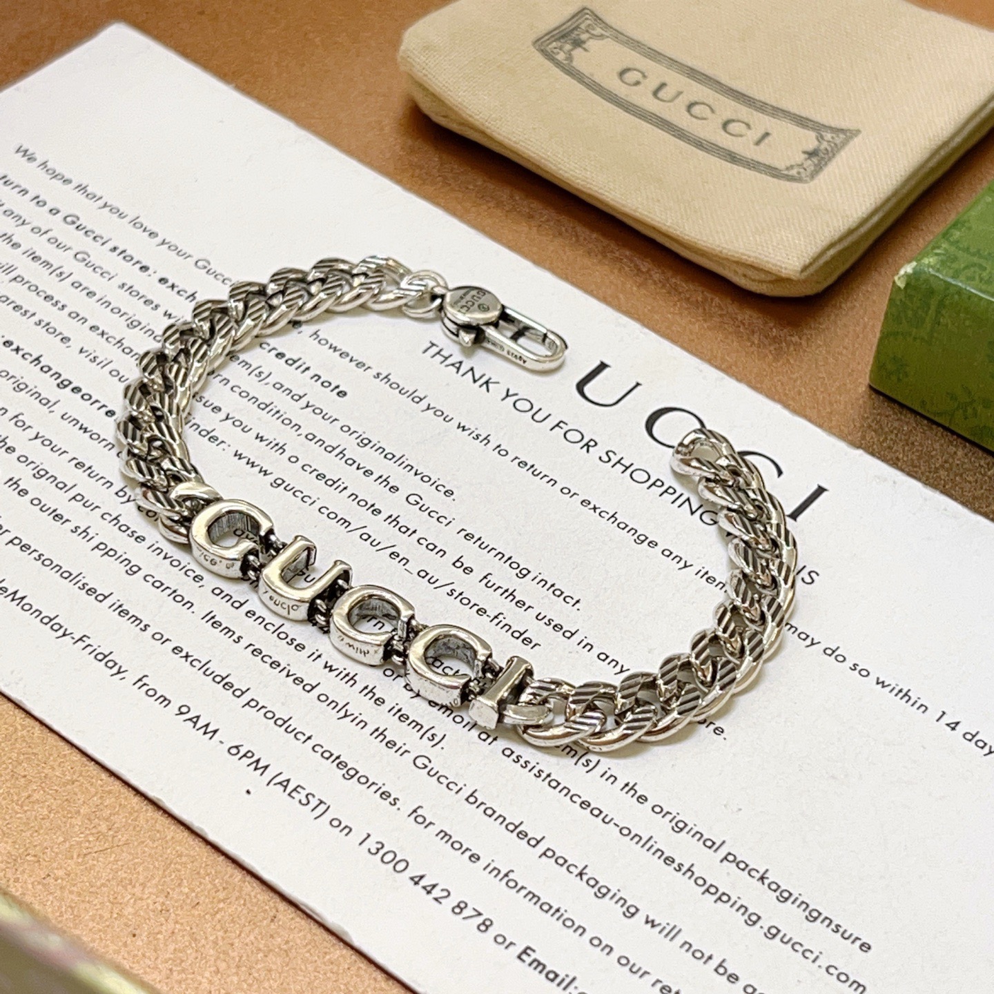 Gucci原單銀鍊字母串飾手鍊 經典品牌五字母設計 男士首選｜歐美奢侈品精品推薦