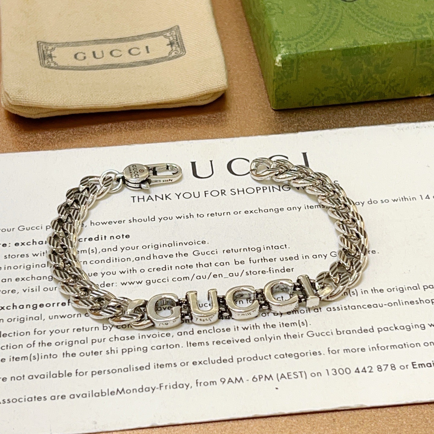 Gucci原單銀鍊字母串飾手鍊 經典品牌五字母設計 男士首選｜歐美奢侈品精品推薦