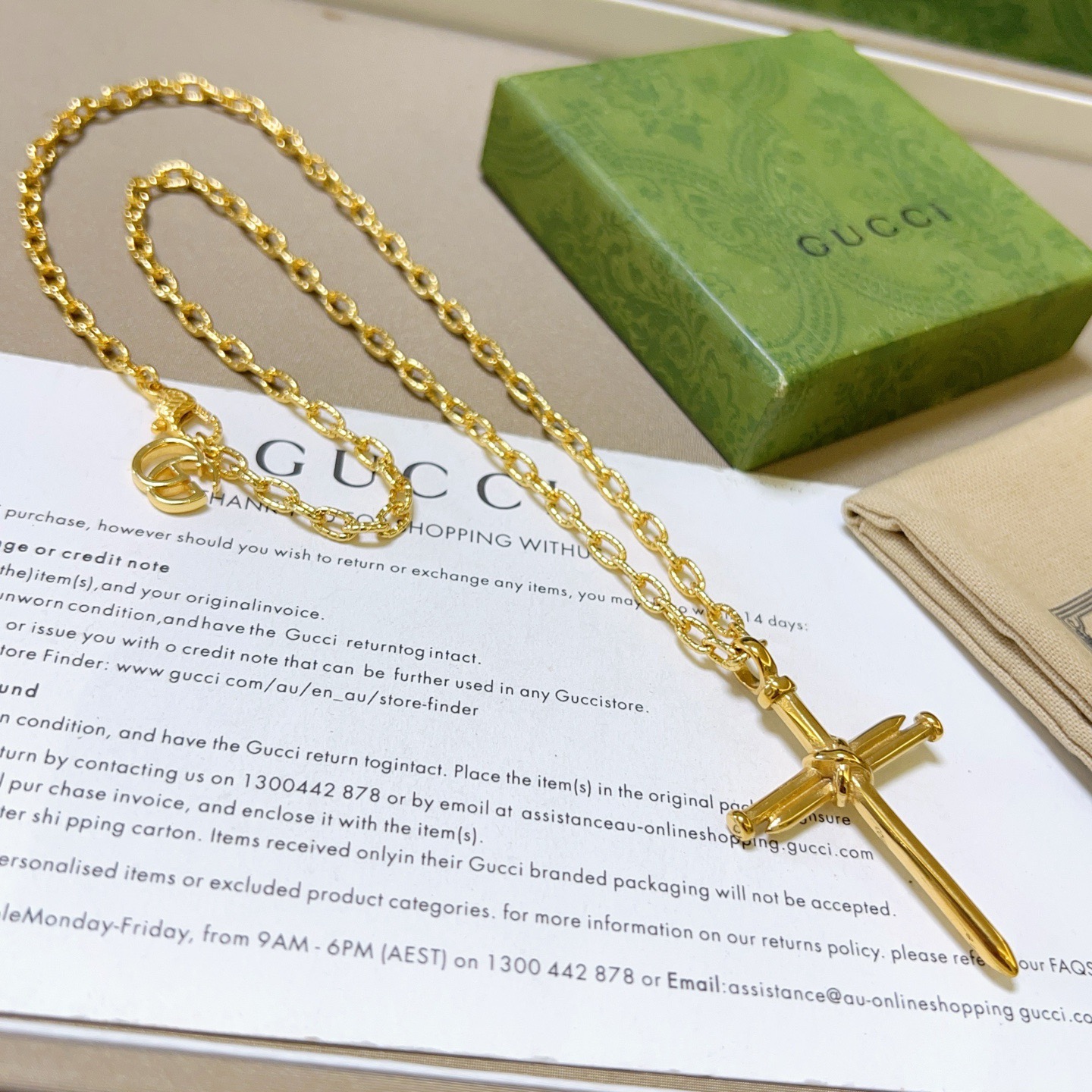 Gucci高仿十字架金色項鍊男款鏈條造型厚實質感款
