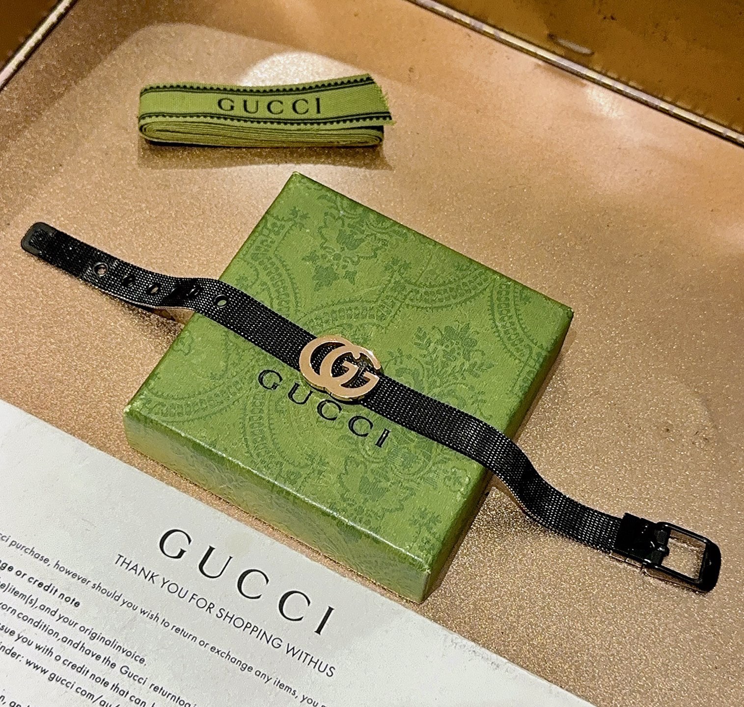 Gucci精品仿製黑色帆布手鍊男女通用雙G金屬標配飾| 12 Gucci精品仿製黑色帆布手鍊男女通用雙G金屬標配飾