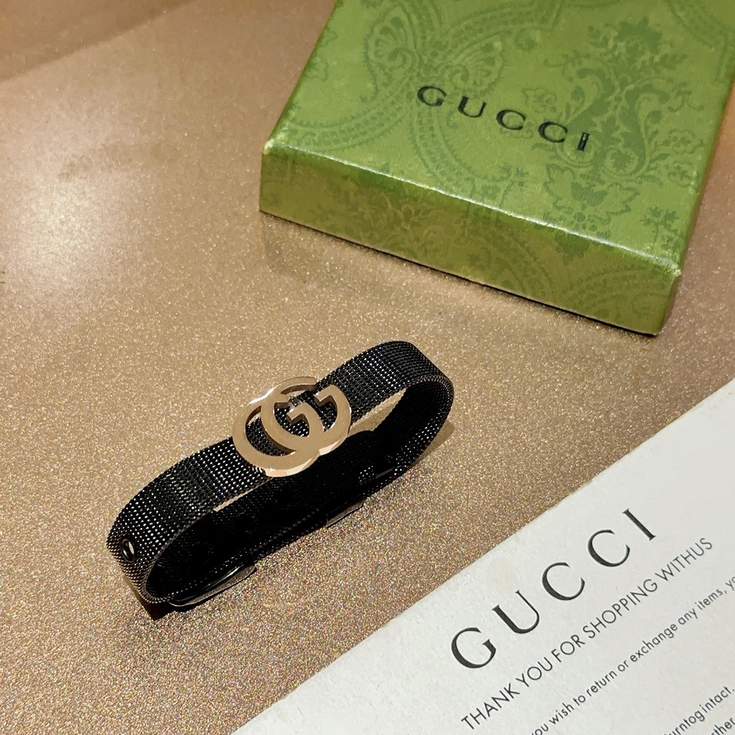 Gucci精品仿製黑色帆布手鍊男女通用雙G金屬標配飾| 8 Gucci精品仿製黑色帆布手鍊男女通用雙G金屬標配飾