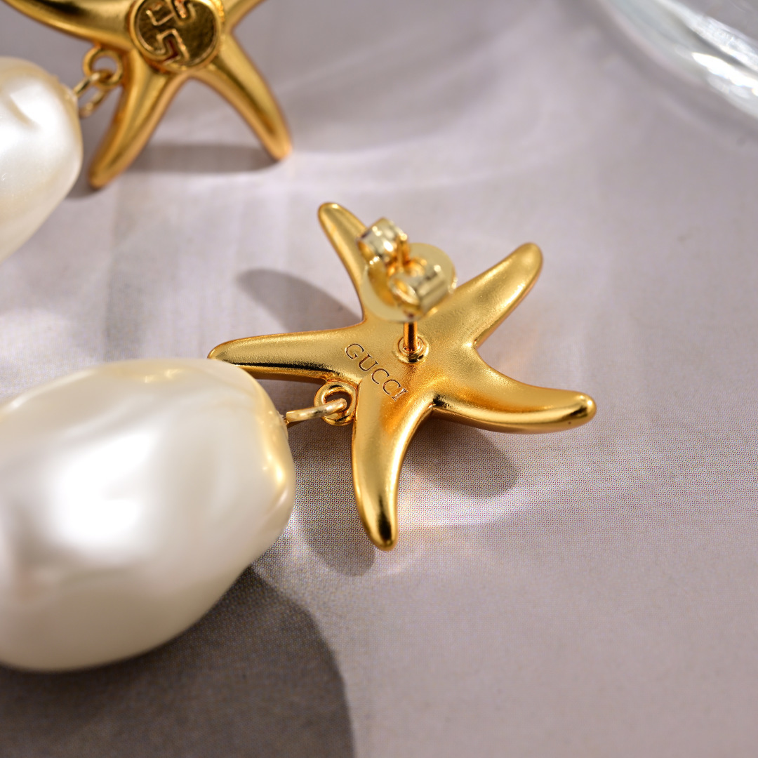Gucci原單海星珍珠耳環 女士氣質款設計感細膩優雅｜歐美奢侈品精品推薦