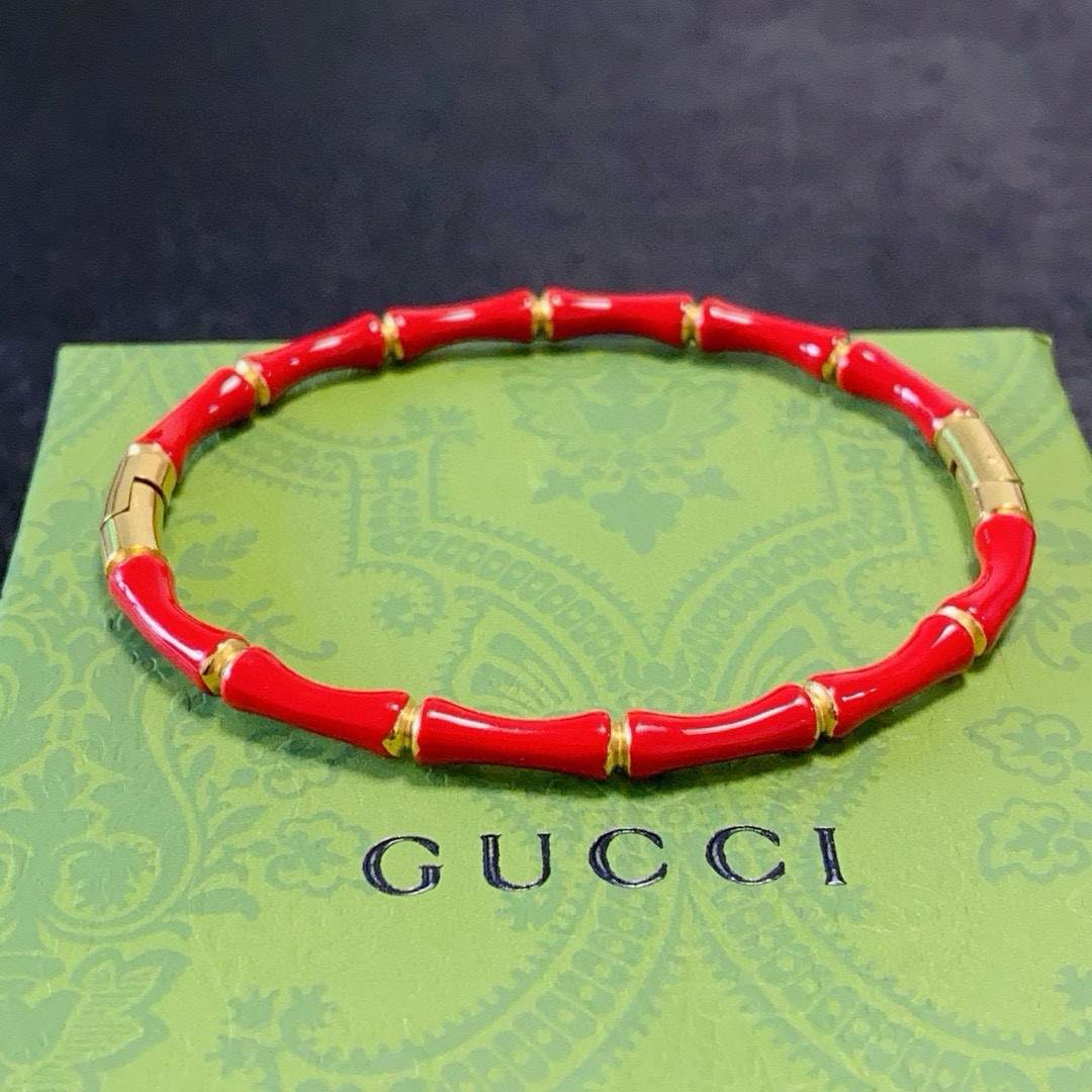 Gucci原單竹節紅玉手鍊 復古質感女款氣質飾品推薦｜歐美奢侈品精品推薦