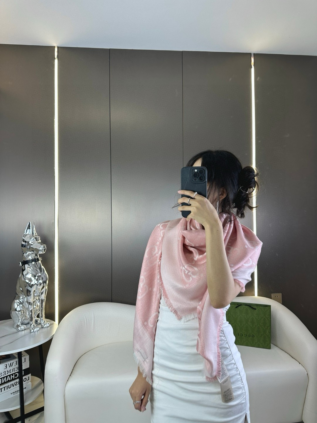 Gucci一比一粉色GG圍巾 光澤細緻甜美配色 氣質女款必備｜歐美奢侈品精品推薦